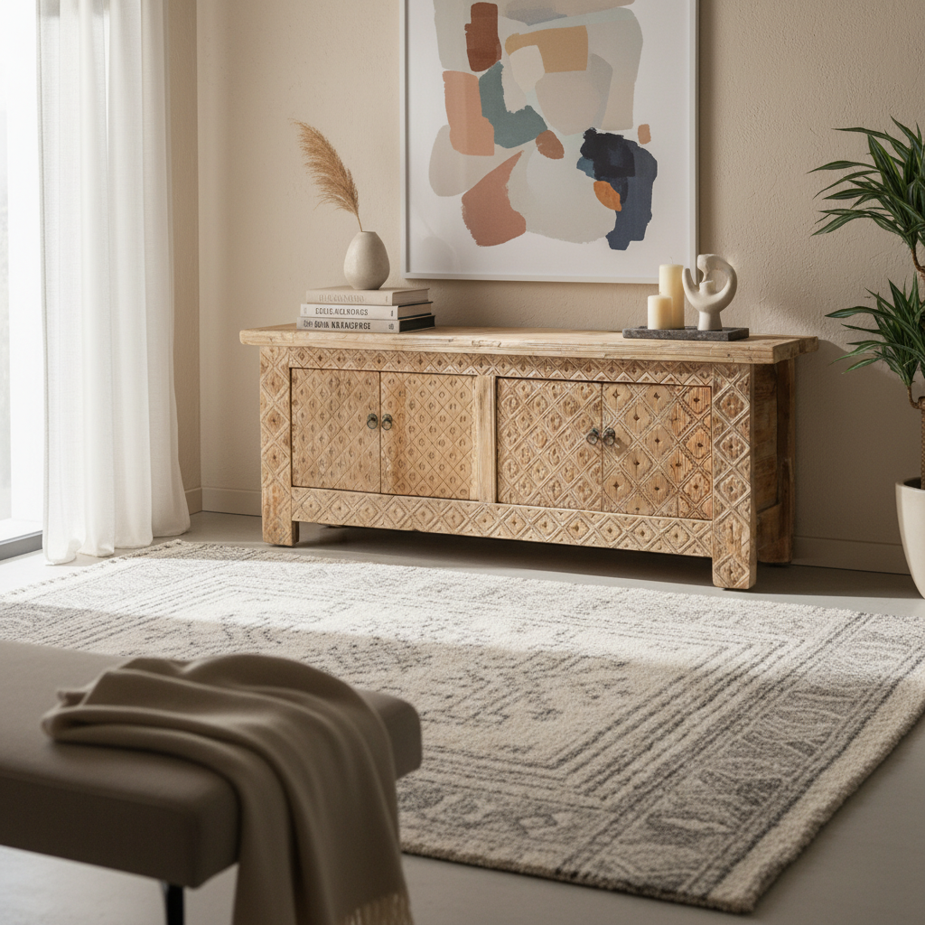 CASSAPANCA DI XINJIANG OLMO BIONDO CON INTAGLI