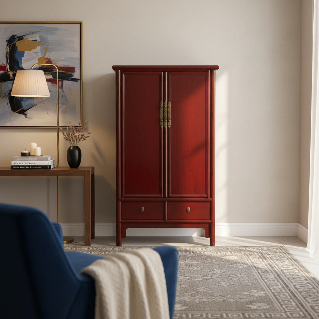 ARMADIO CINESE LACCA BORDEAUX