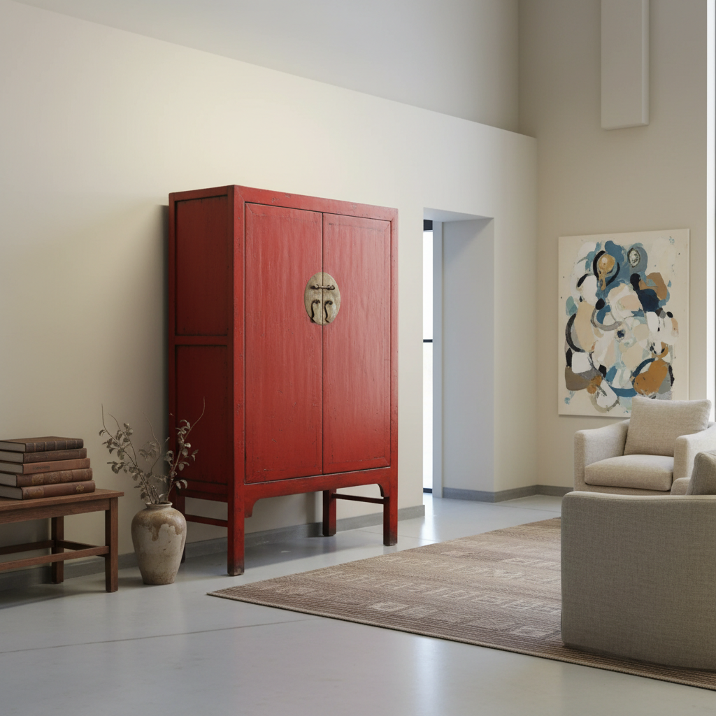 GRANDE ARMADIO CINESE LACCA ROSSA