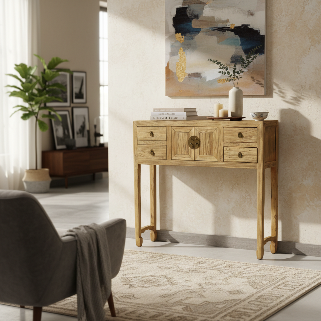 CONSOLLE CINESE OLMO NATURALE