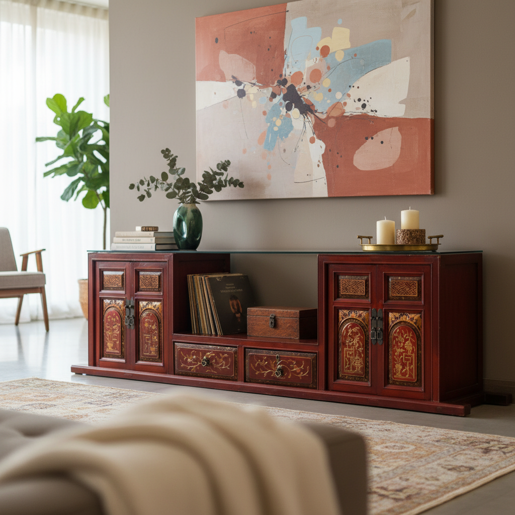 CASSAPANCA CINESE DEL FUJAN CON ALZATA E VETRO