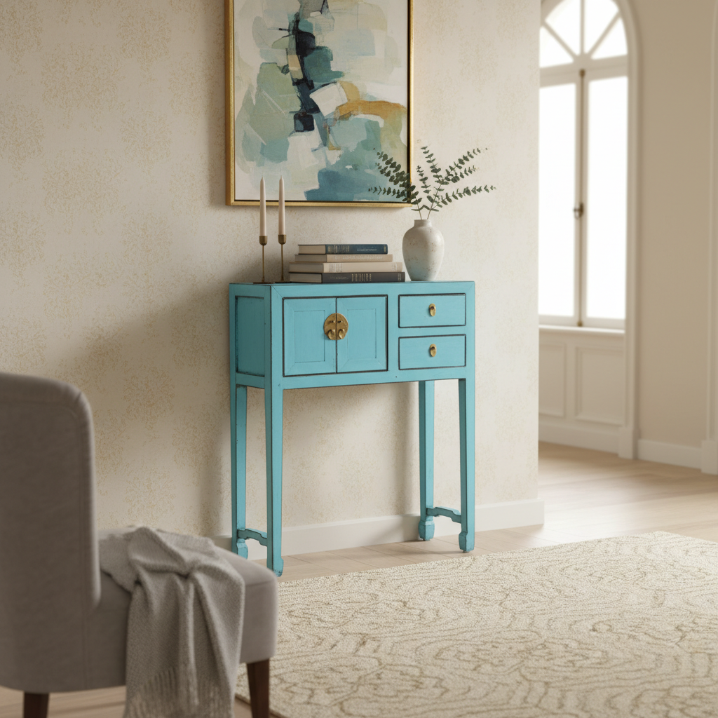 CONSOLINA CINESE LACCA AZZURRA