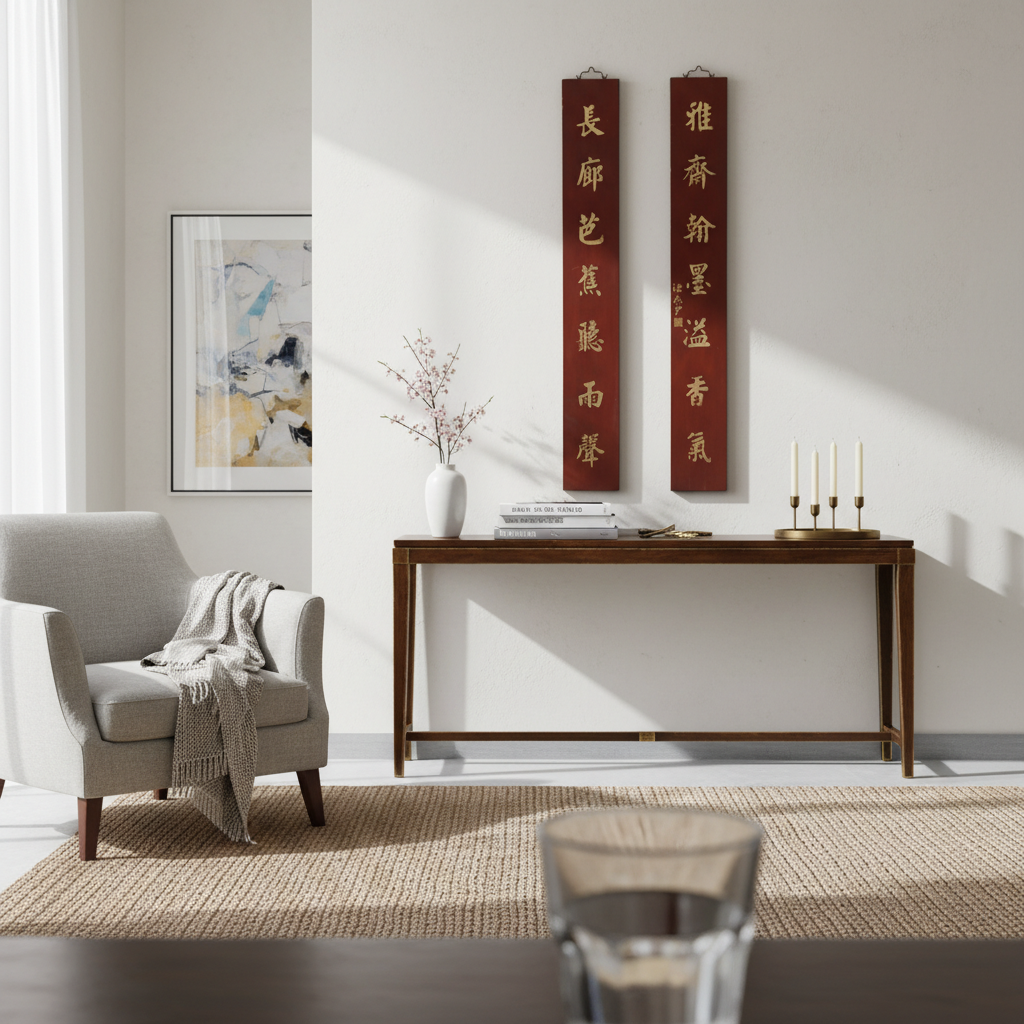 PANNELLO VERTICALE DEL FUJIAN CON IDEOGRAMMI