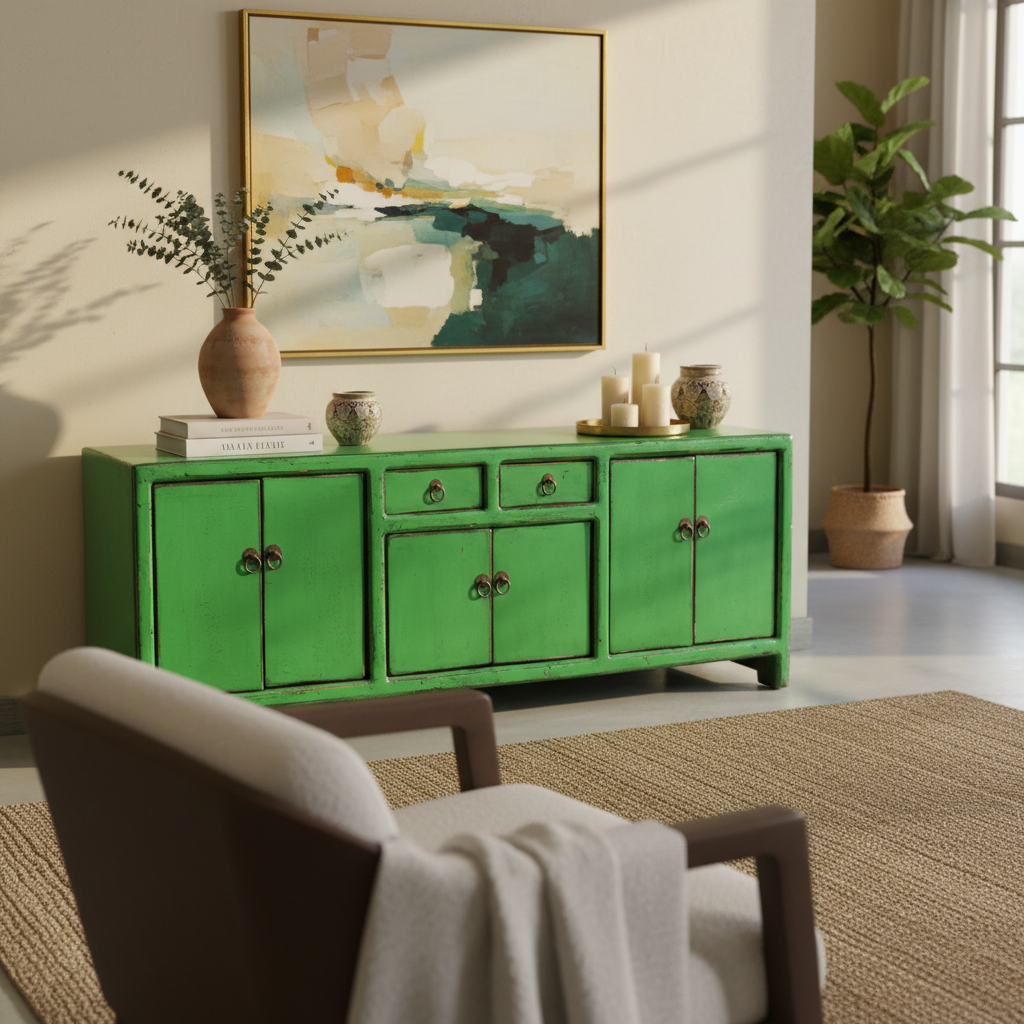 CASSAPANCA CINESE LACCATA CON ANTE E CASSETTI