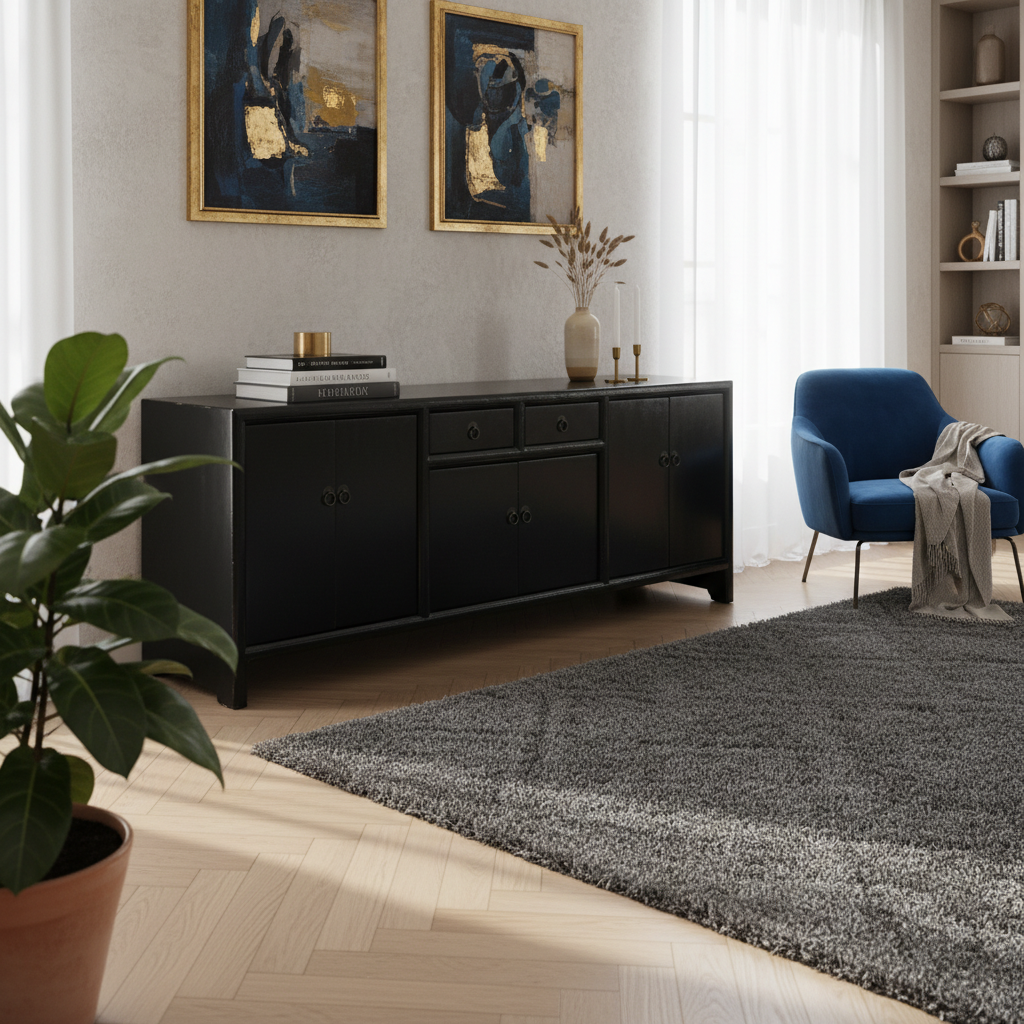 CASSAPANCA CINESE LACCA NERA CON ANTE E CASSETTI