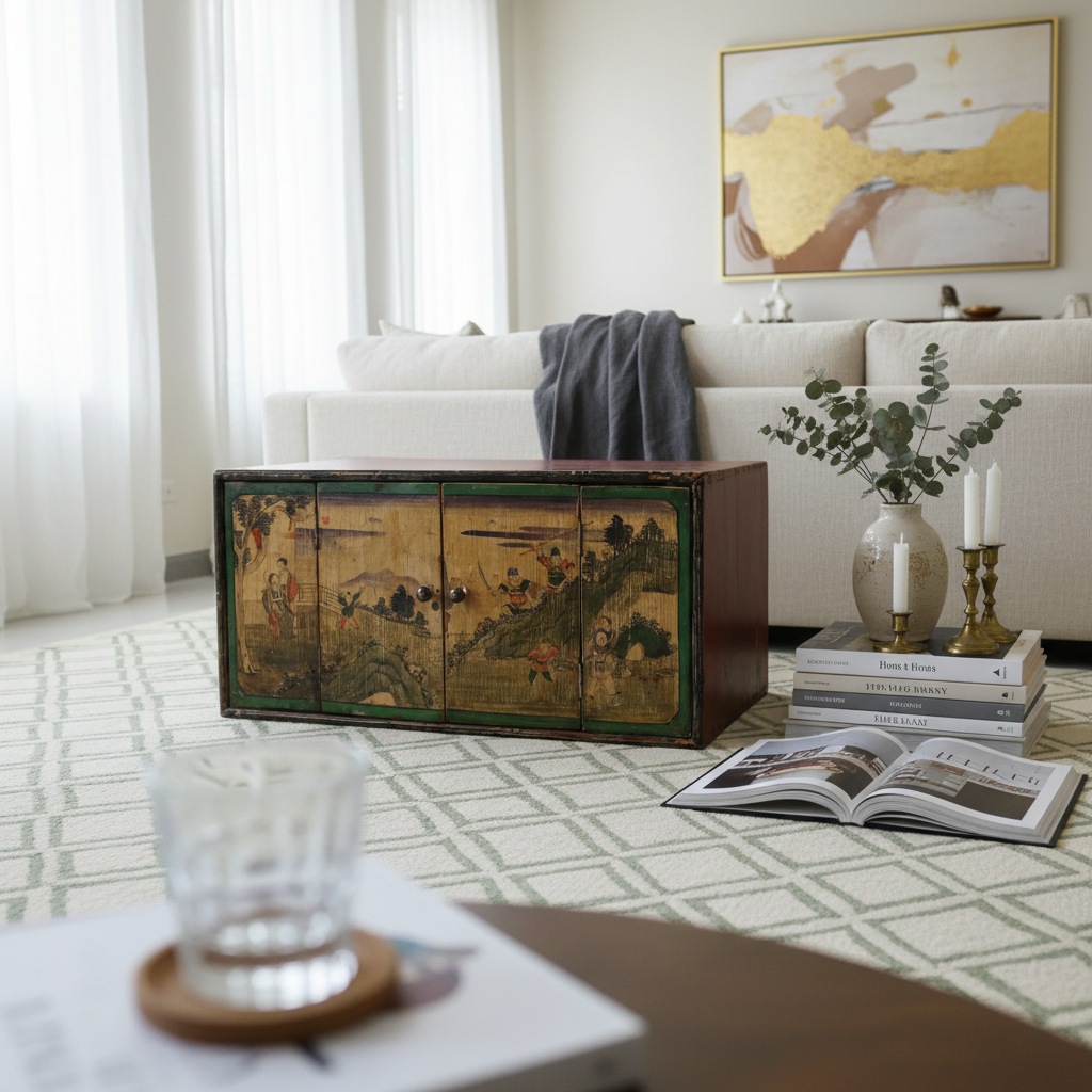 BAULE IN LACCA A DUE ANTE DECORATE