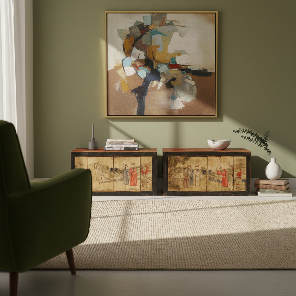 BAULE IN LACCA A DUE ANTE DECORATE