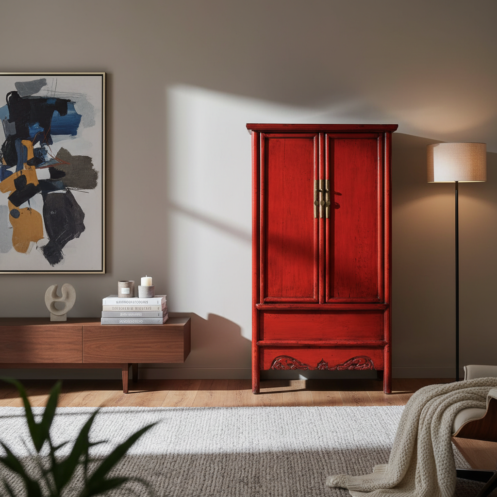 ARMADIO CINESE LACCA ROSSA
