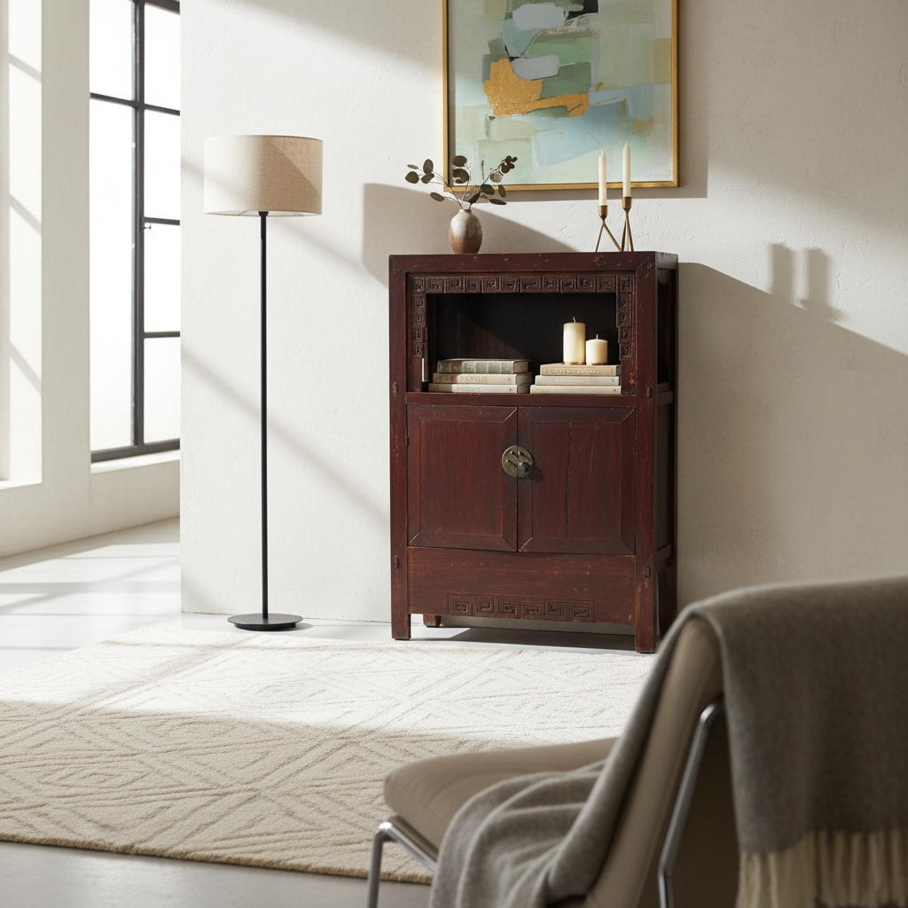 ALTA CREDENZA OLMO CINESE CON VANO GIORNO