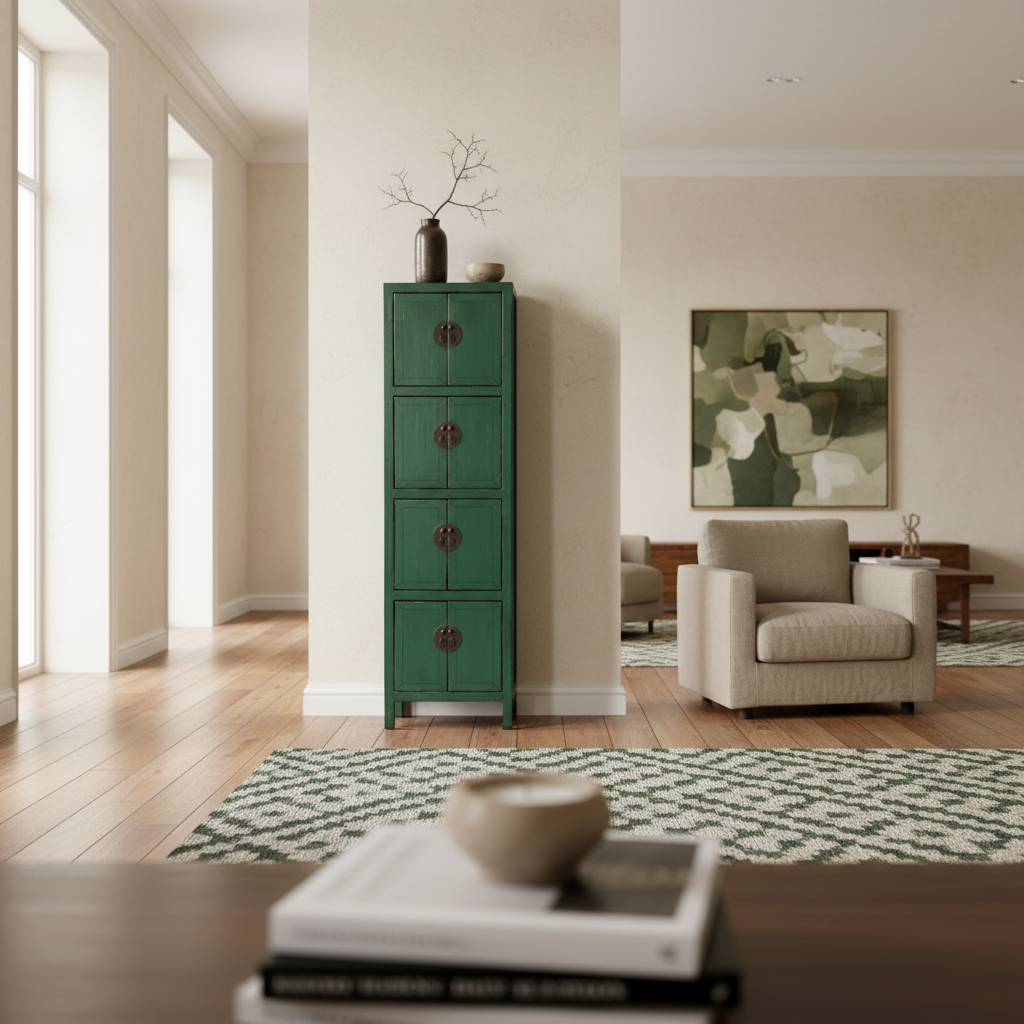 ARMADIETTO CINESE LACCATO STRETTO A COLONNA