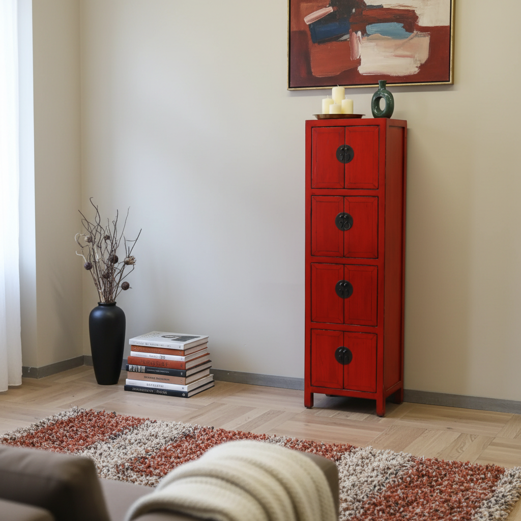 ARMADIETTO CINESE A COLONNA IN LACCA