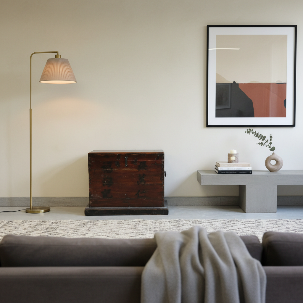 BAULE IN OLMO CINESE CON IDEOGRAMMI