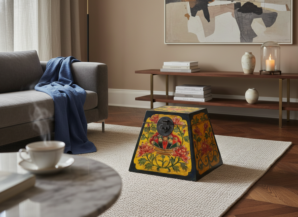 BAULETTO DECORATO TIBETANO