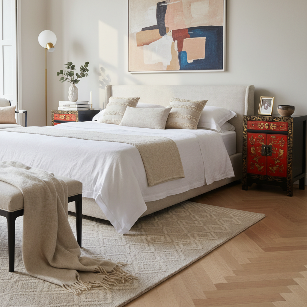 COMODINO CINESE LACCA DECORATA