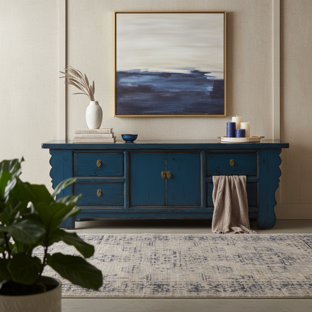 CASSAPANCA AD ALTARE LACCA BLU