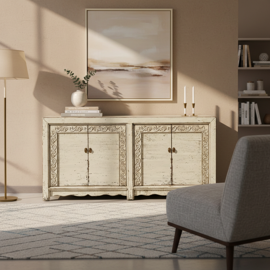 MADIA CINESE IN LACCA BIANCO AVORIO