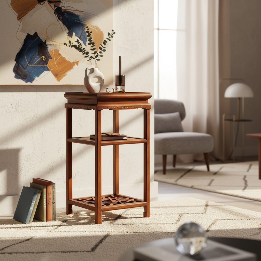 TAVOLINO OLMO CINESE CON RIPIANO