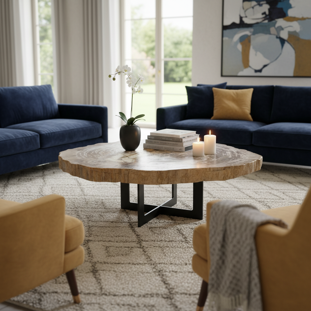 Lastra per tavolino in legno pietrificato - 55234