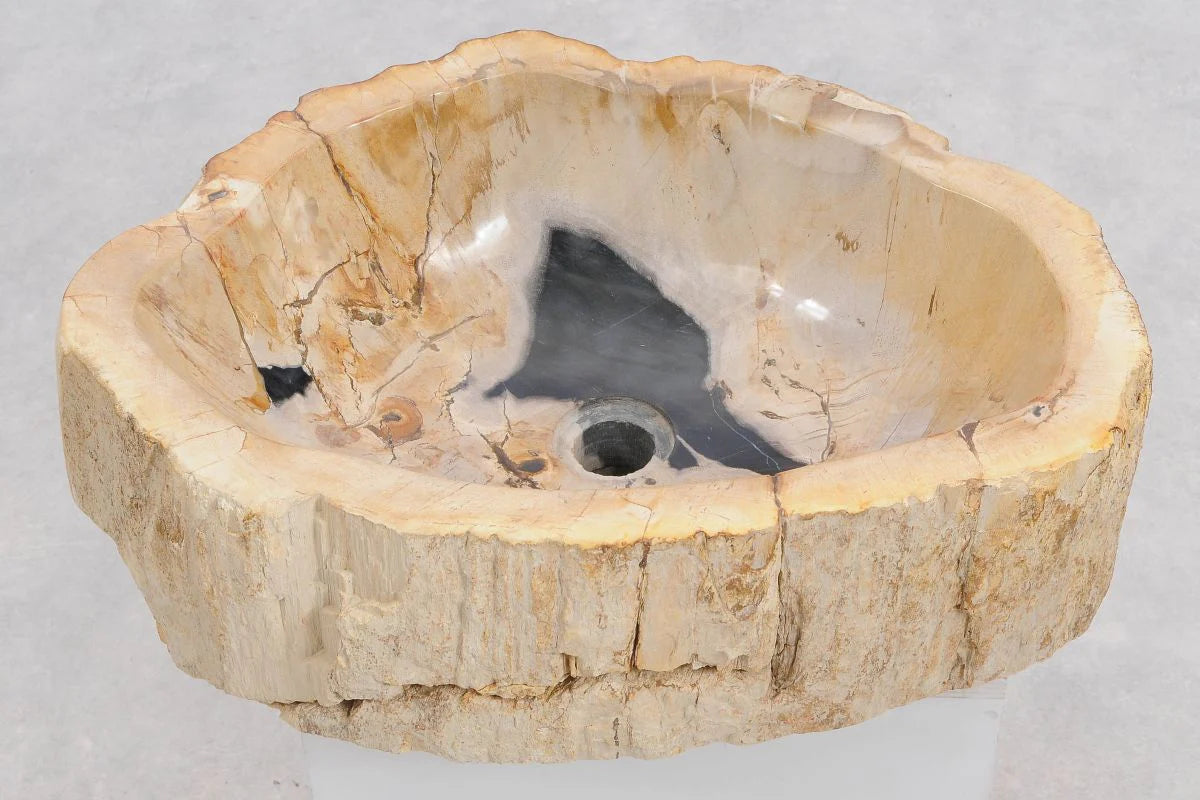 Lavabo da appoggio in legno fossile - 50208