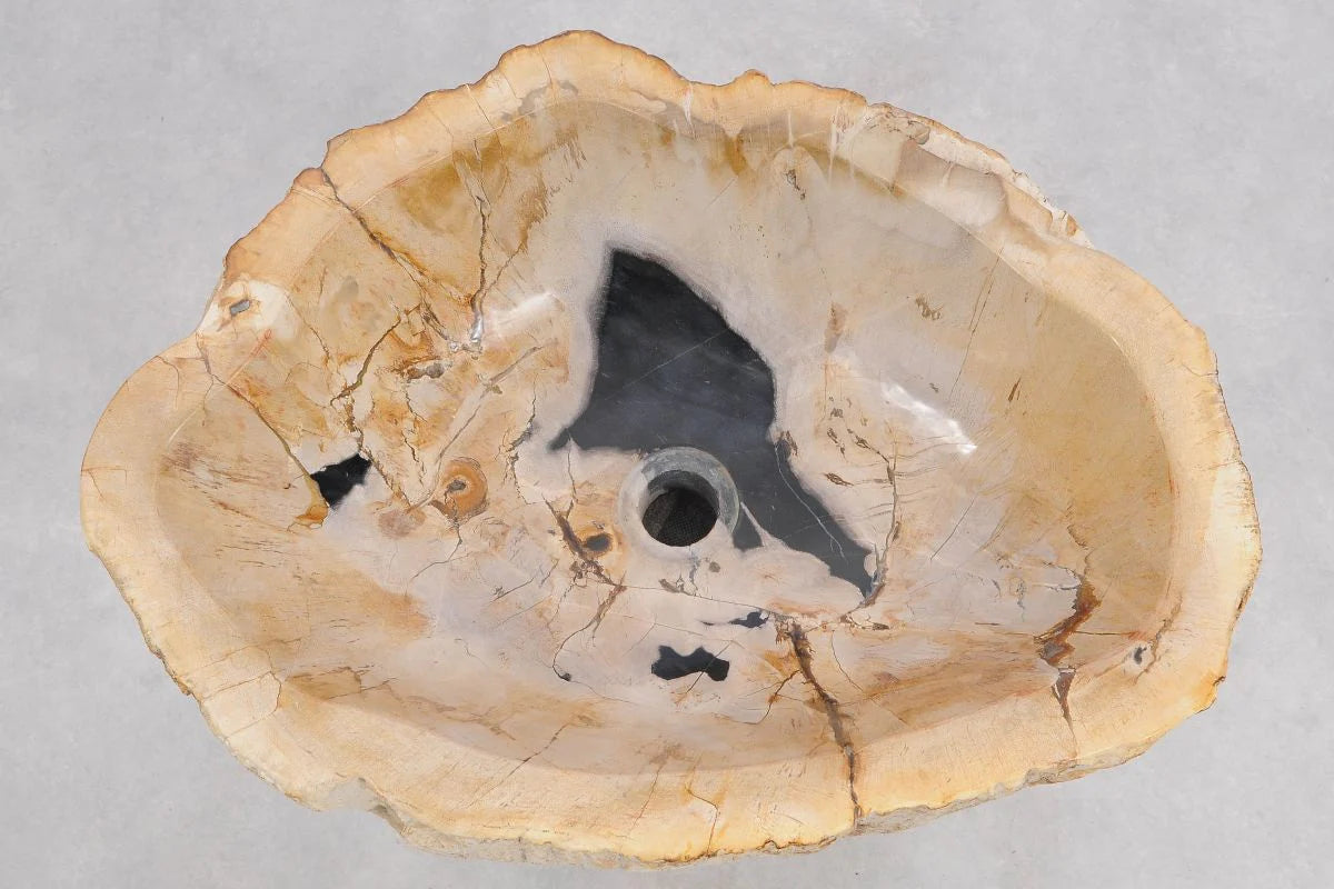 Lavabo da appoggio in legno fossile - 50208