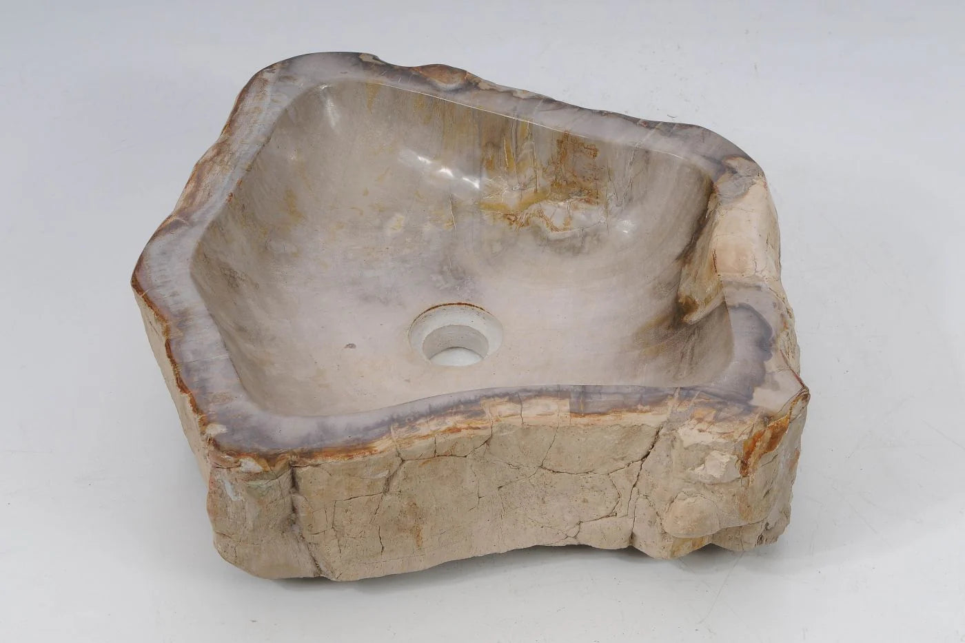 Lavabo da appoggio in legno fossile - 53406