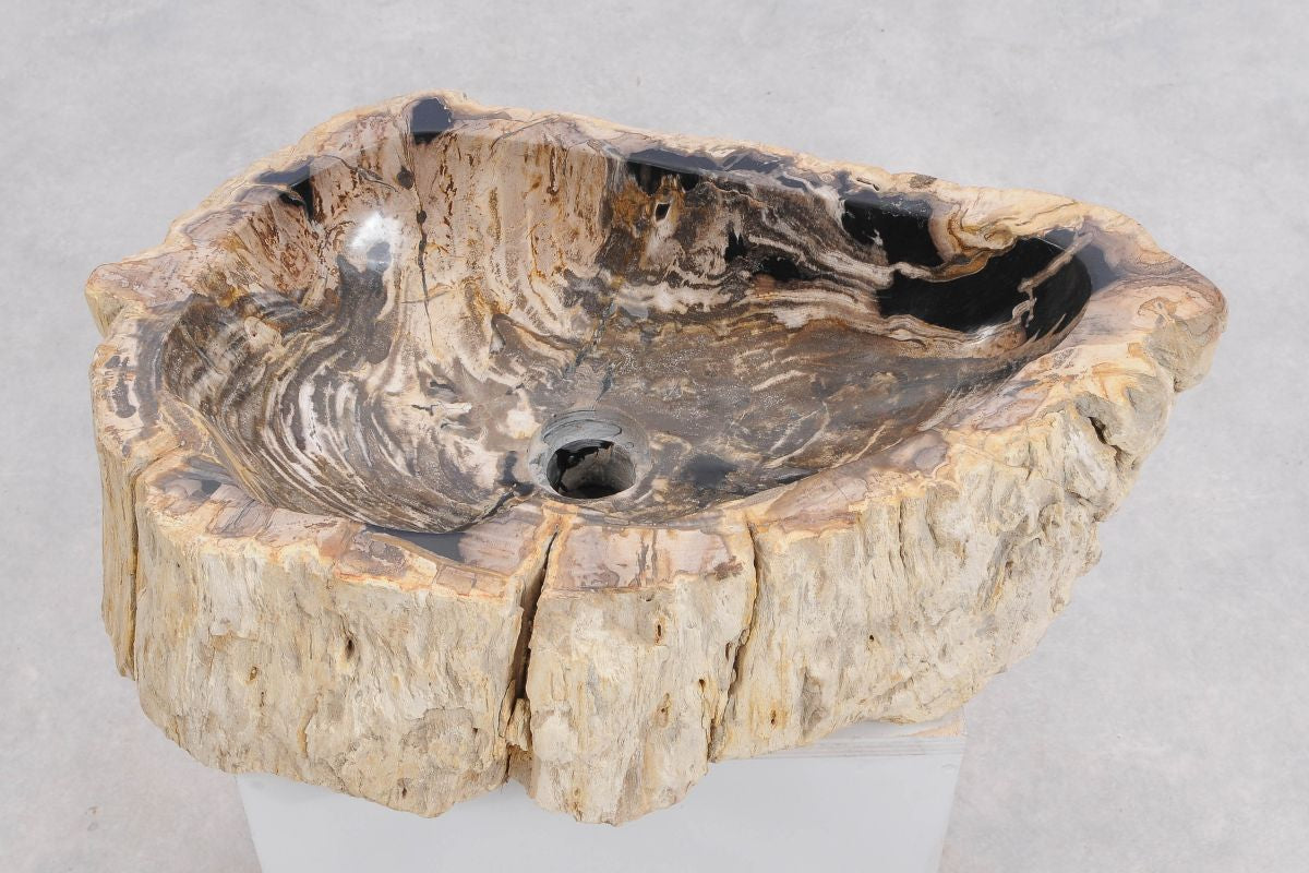 Lavabo da appoggio in legno fossile - 50251