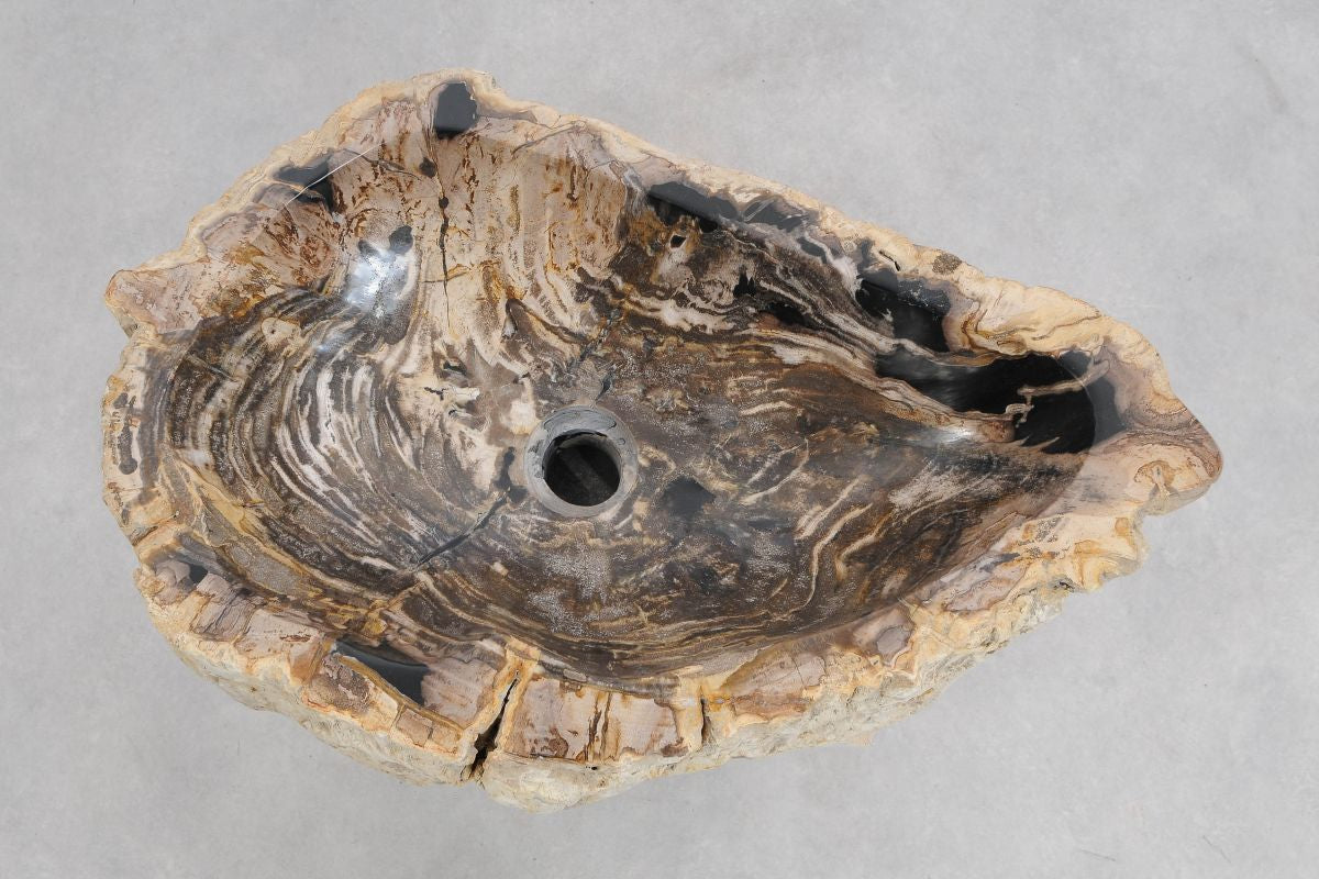 Lavabo da appoggio in legno fossile - 50251