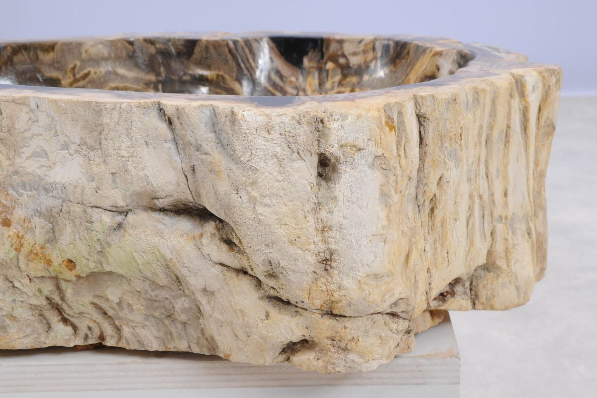 Lavabo da appoggio in legno fossile - 50251