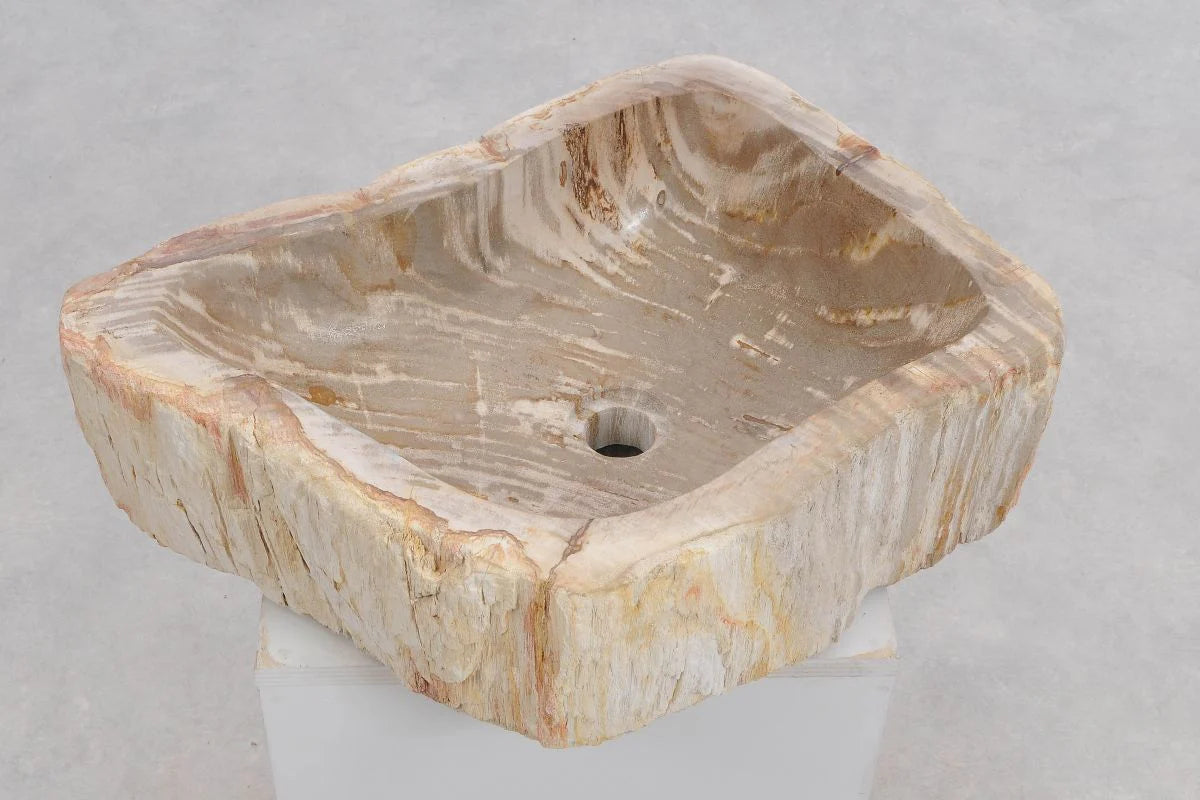 Lavabo da appoggio in legno fossile - 50221