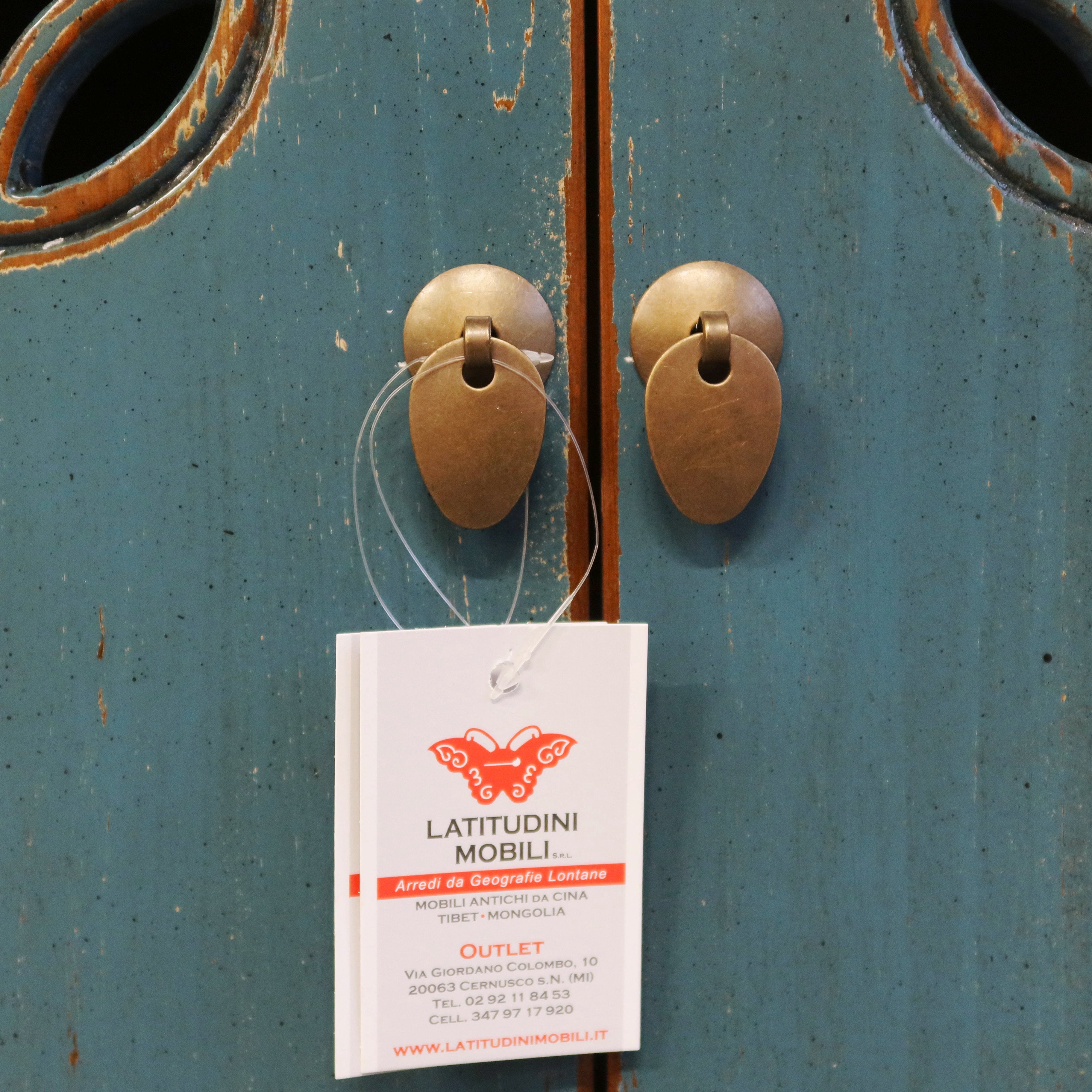 MOBILETTO CINESE LACCA AZZURRA 2A CON INTAGLI