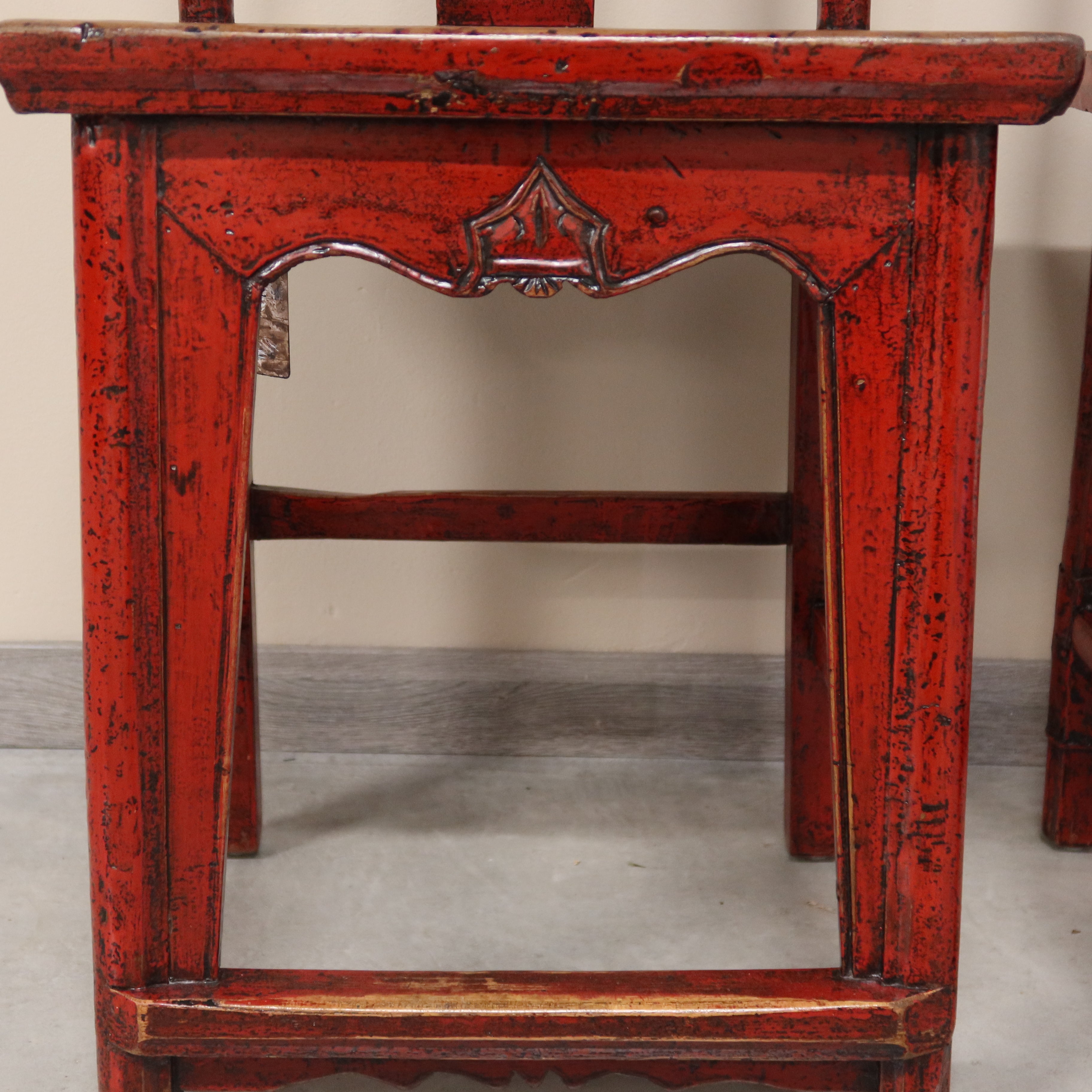 SEDIA CINESE TRADIZIONALE IN LACCA ROSSA