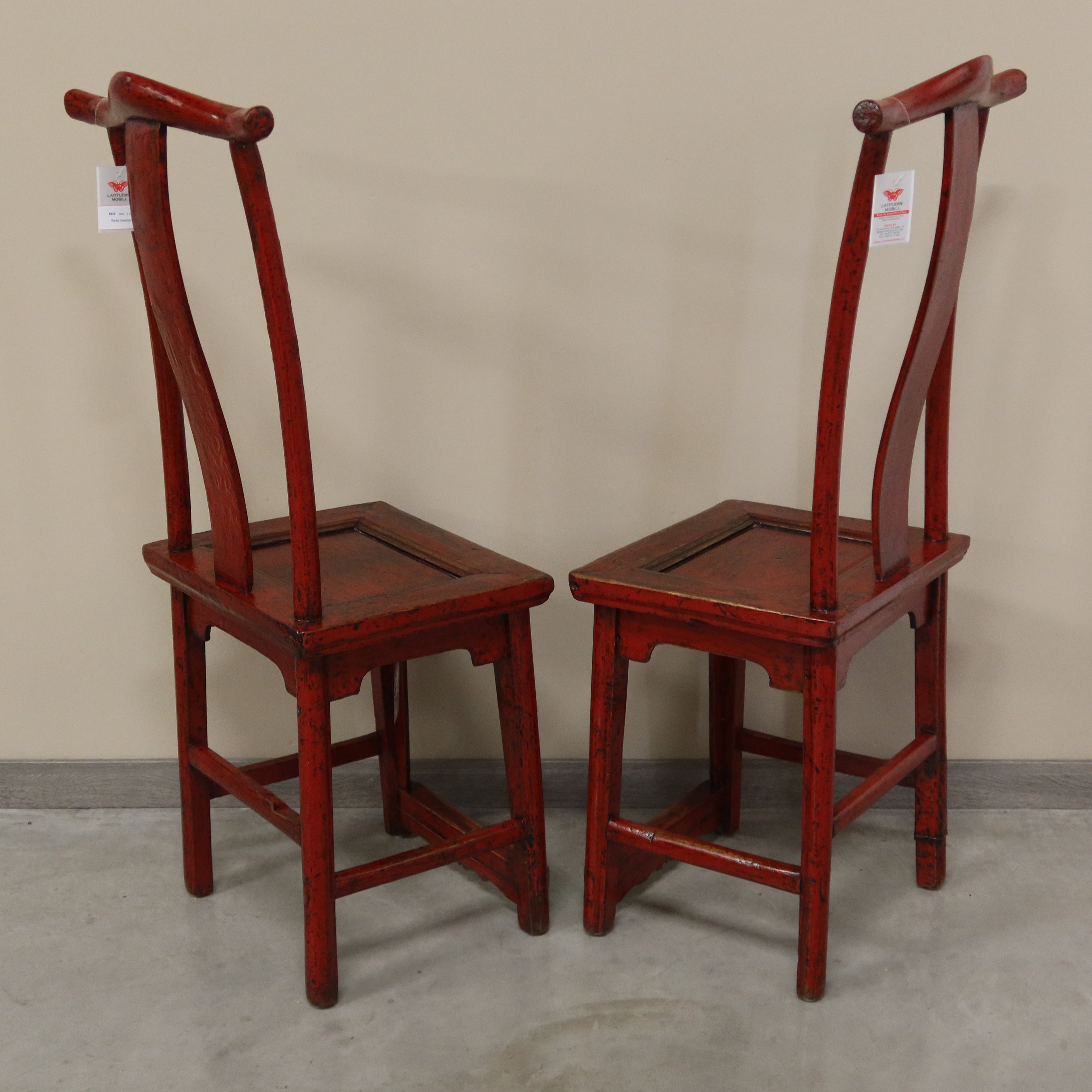 SEDIA CINESE TRADIZIONALE IN LACCA ROSSA