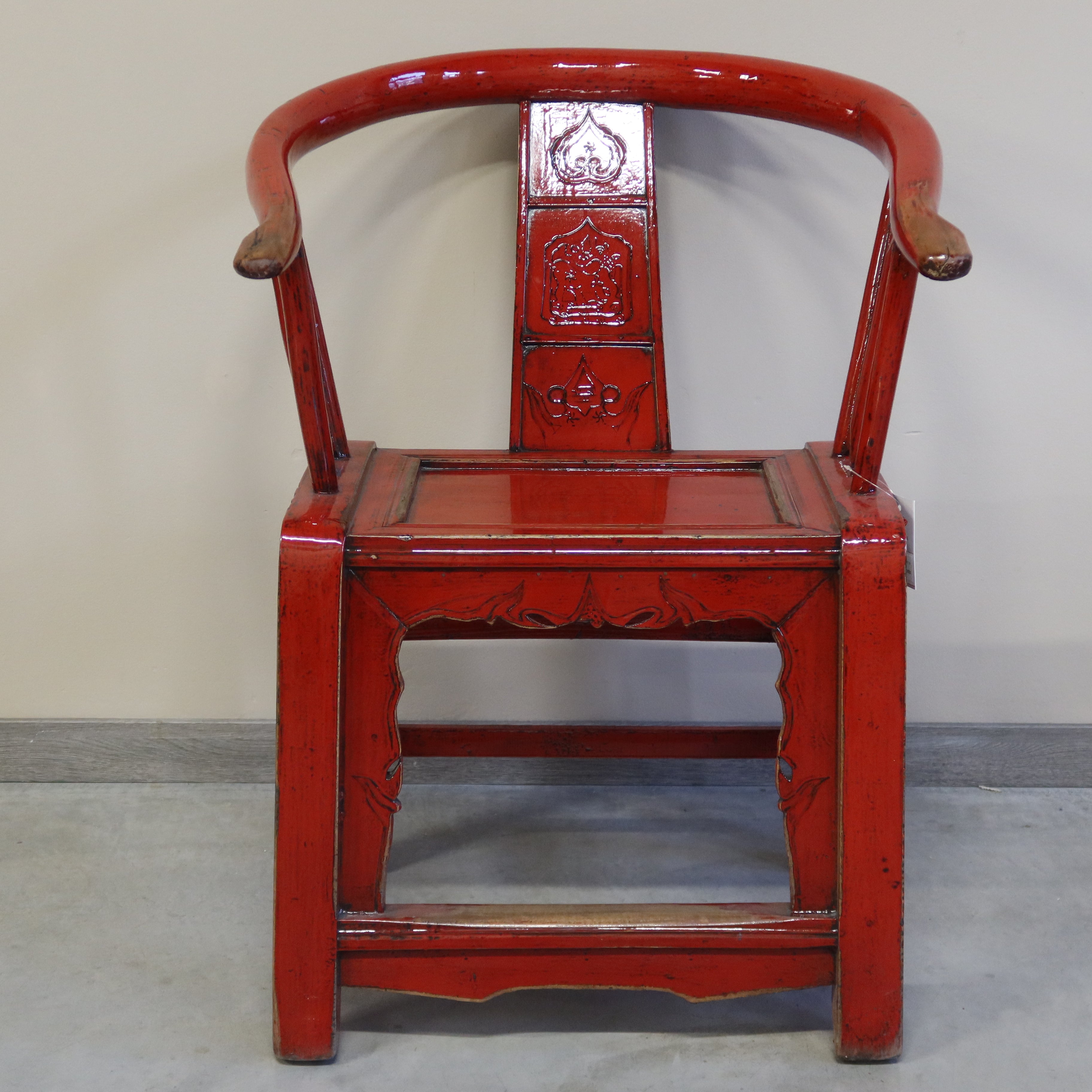 SEDIA CINESE A POZZETTO LACCA ROSSA