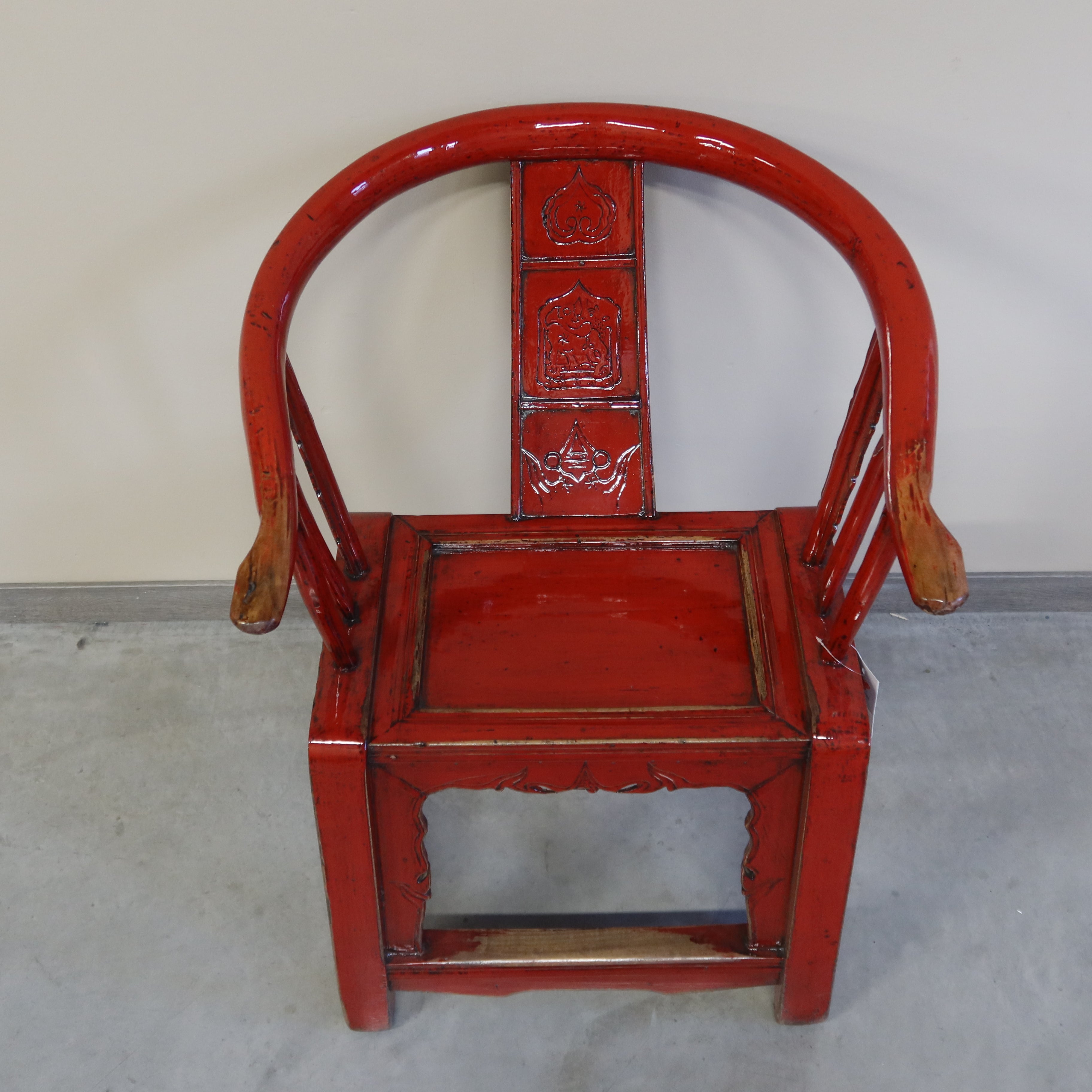 SEDIA CINESE A POZZETTO LACCA ROSSA