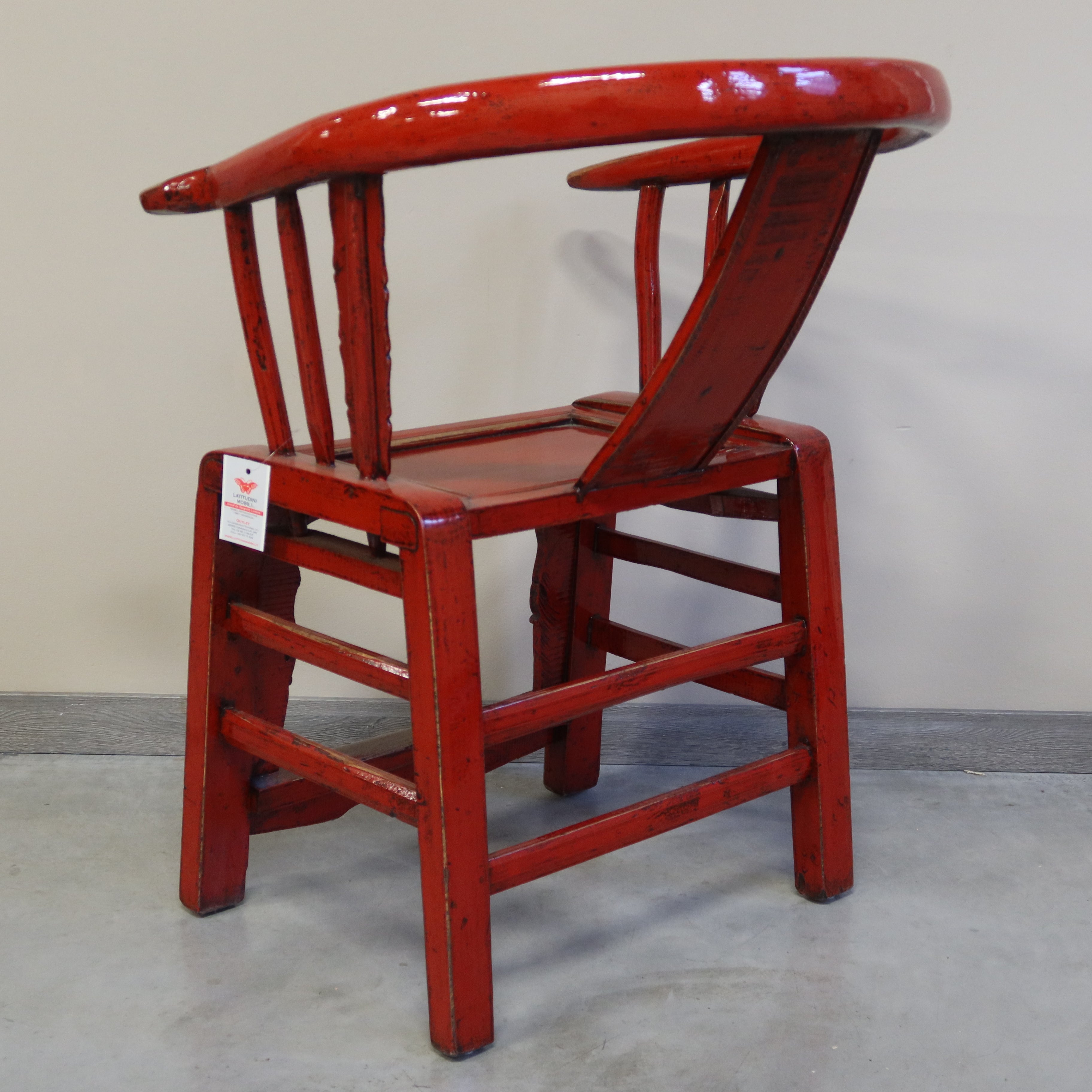 SEDIA CINESE A POZZETTO LACCA ROSSA