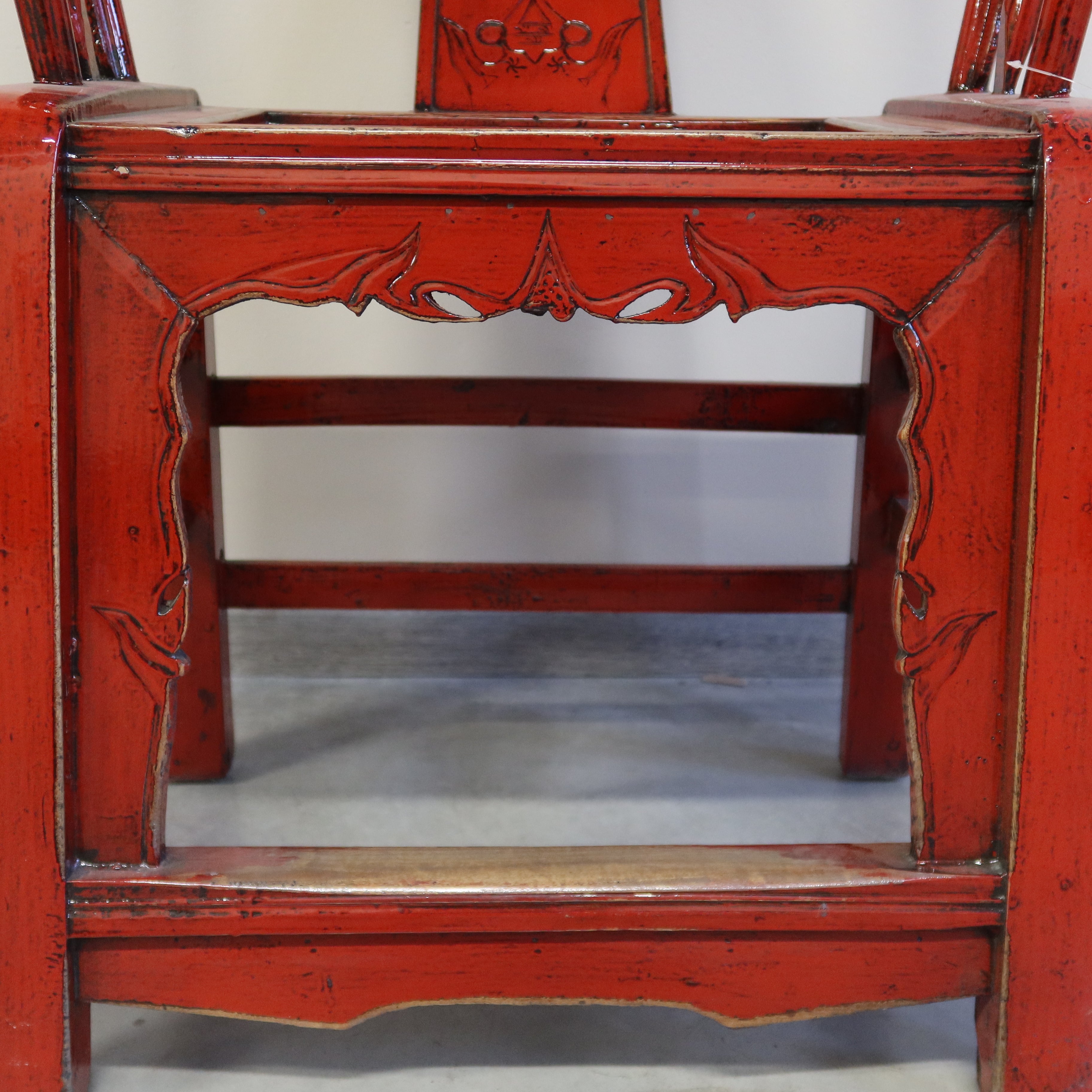 SEDIA CINESE A POZZETTO LACCA ROSSA