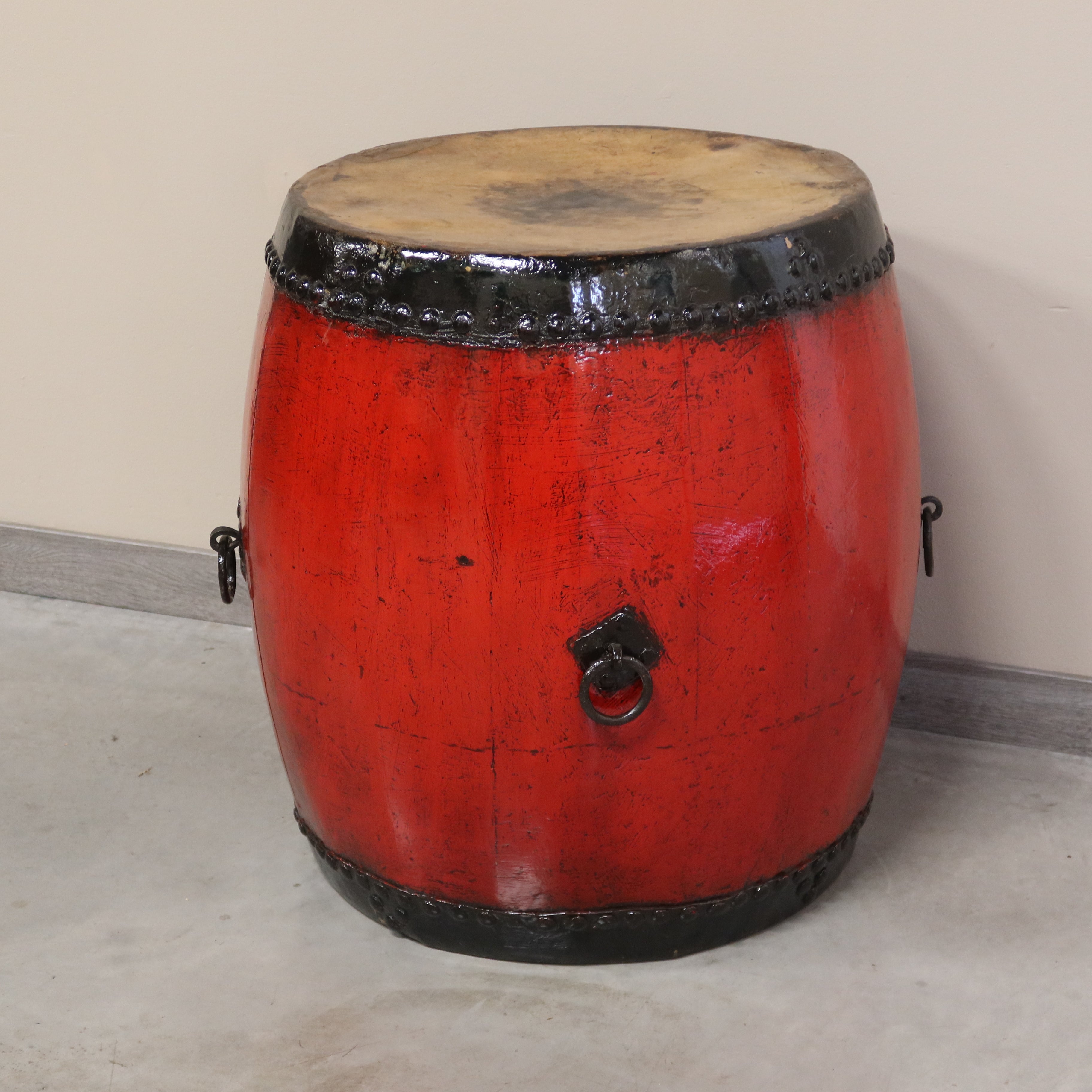 GRANDE TAMBURO CINESE A BOTTE LACCA ROSSA