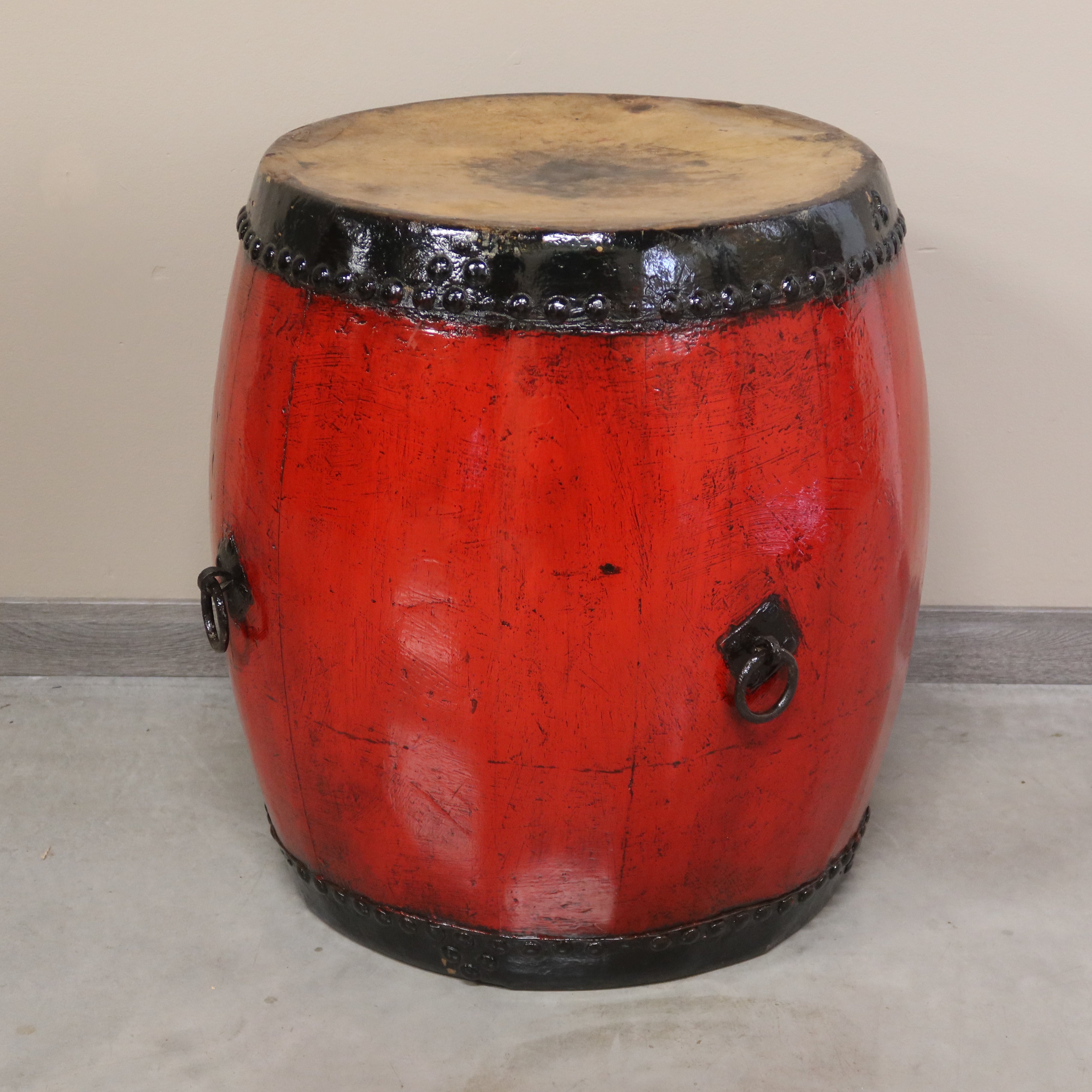GRANDE TAMBURO CINESE A BOTTE LACCA ROSSA