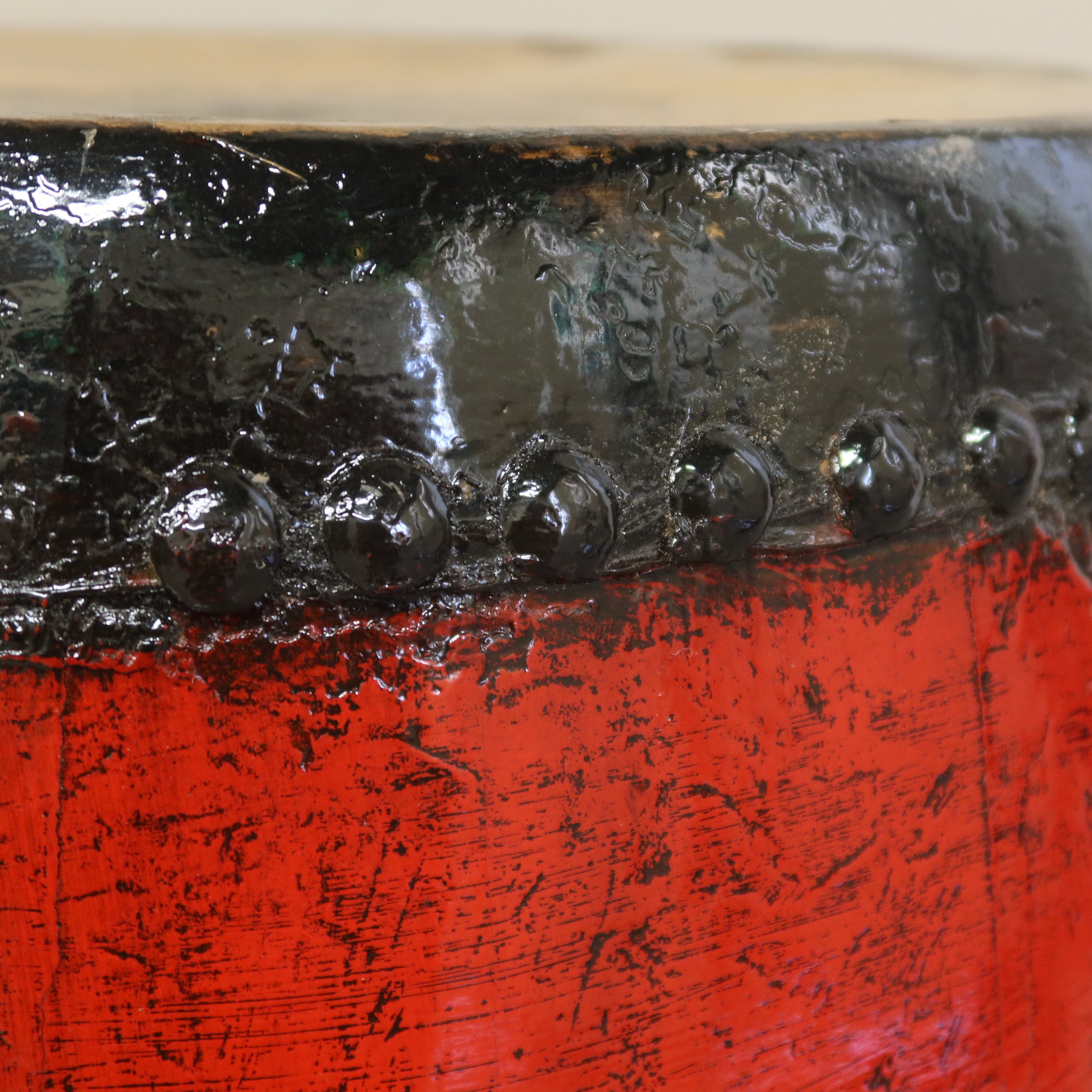 GRANDE TAMBURO CINESE A BOTTE LACCA ROSSA