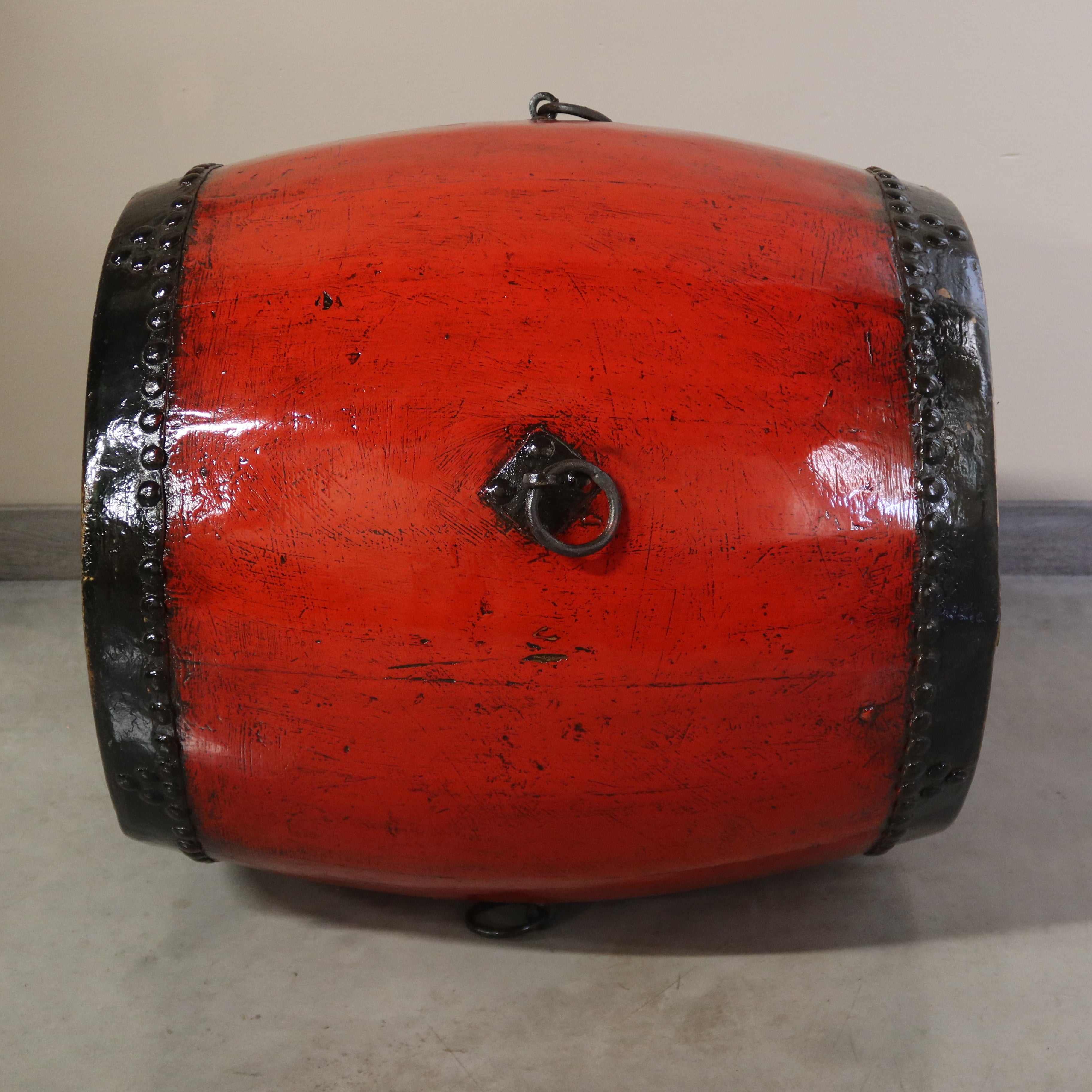 GRANDE TAMBURO CINESE A BOTTE LACCA ROSSA