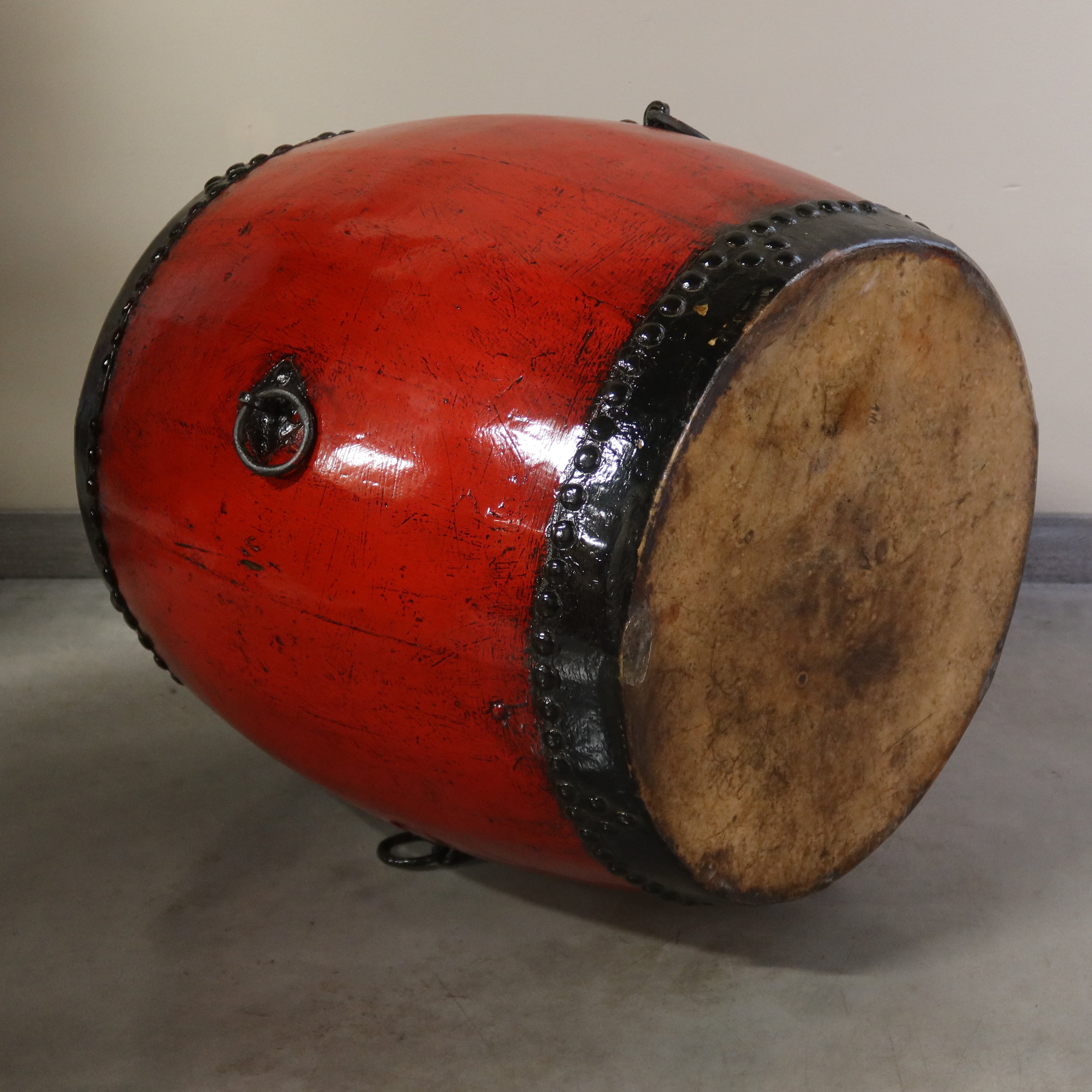 GRANDE TAMBURO CINESE A BOTTE LACCA ROSSA