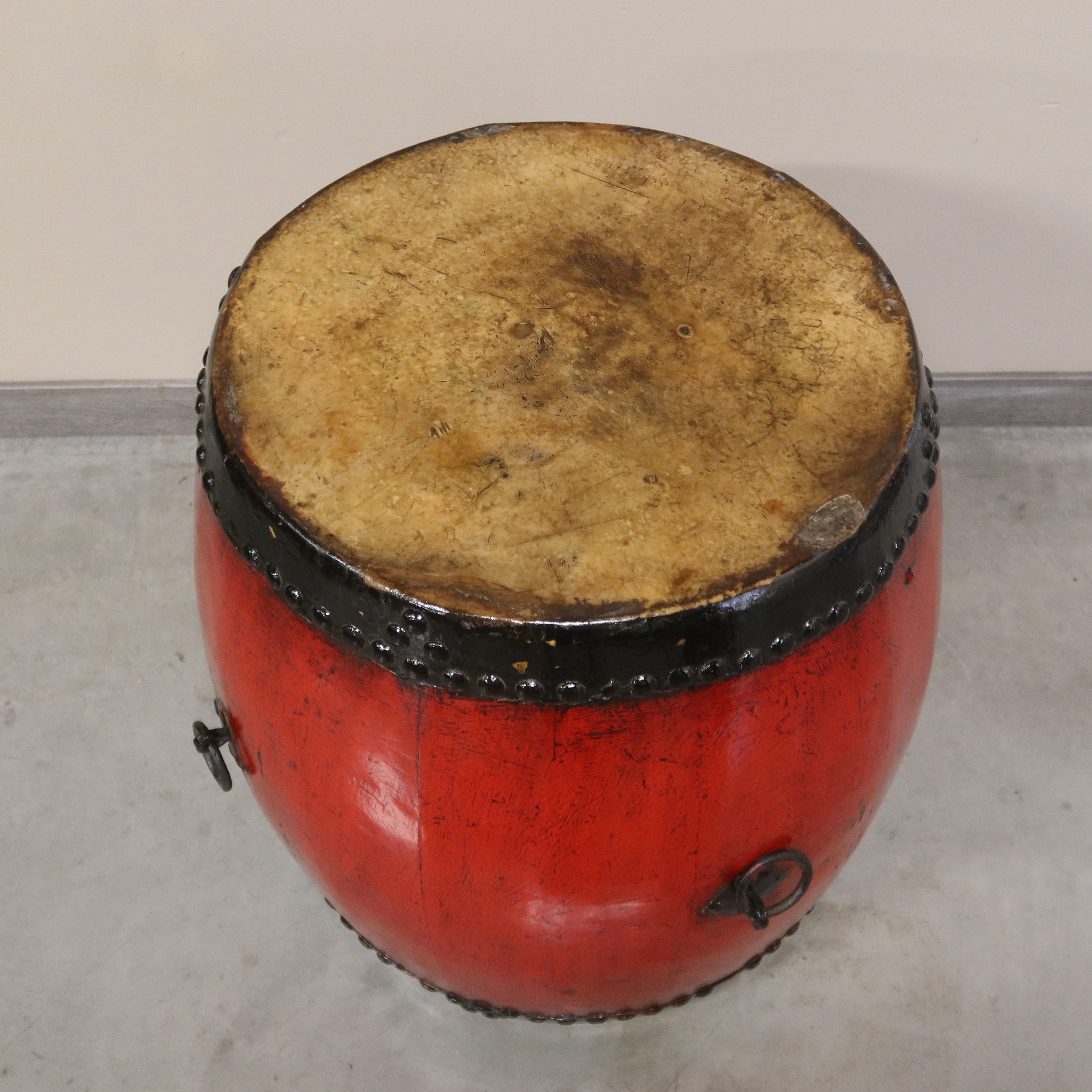 GRANDE TAMBURO CINESE A BOTTE LACCA ROSSA