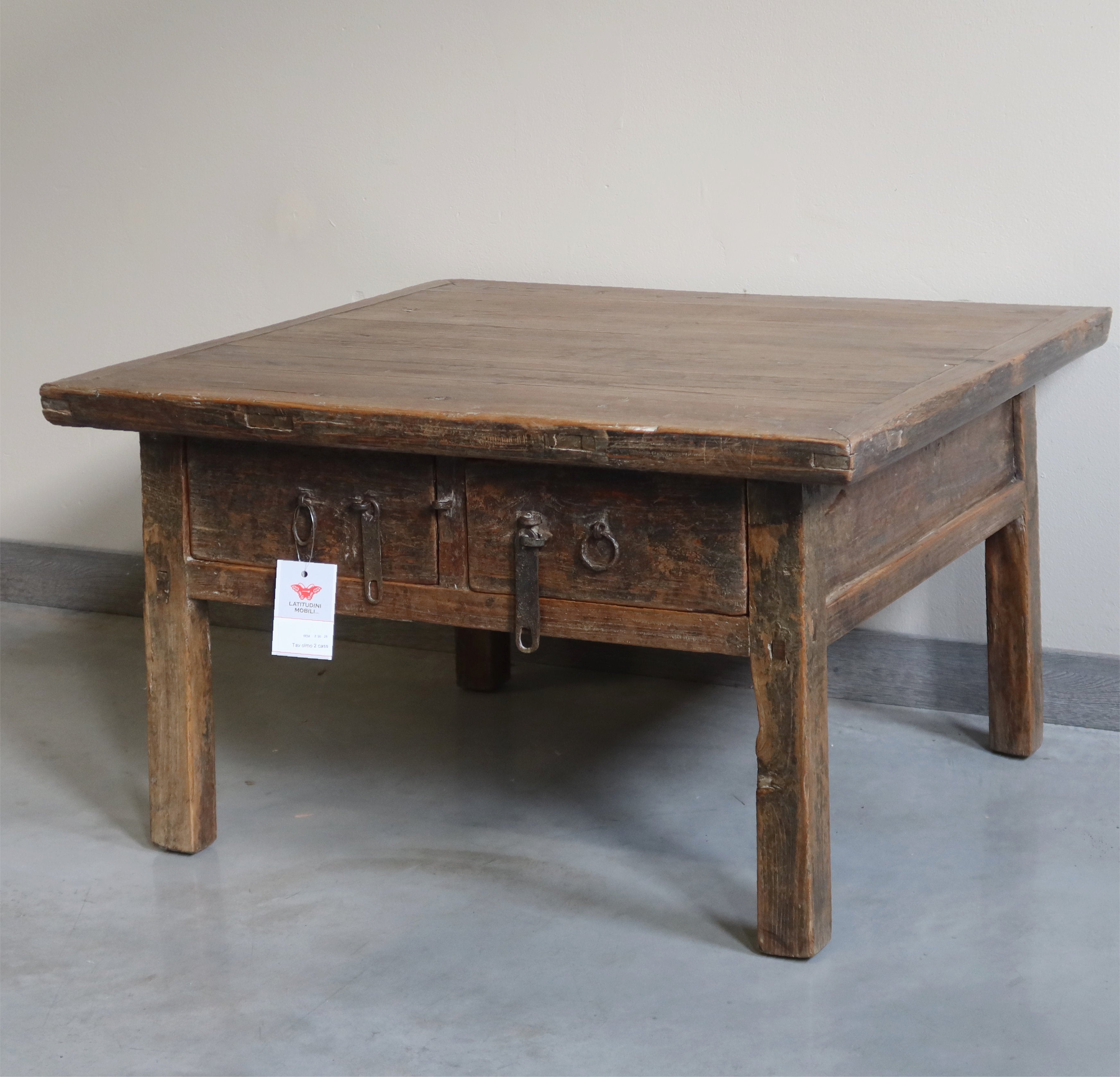 TAVOLO CINESE OLMO BIONDO CON CASSETTO