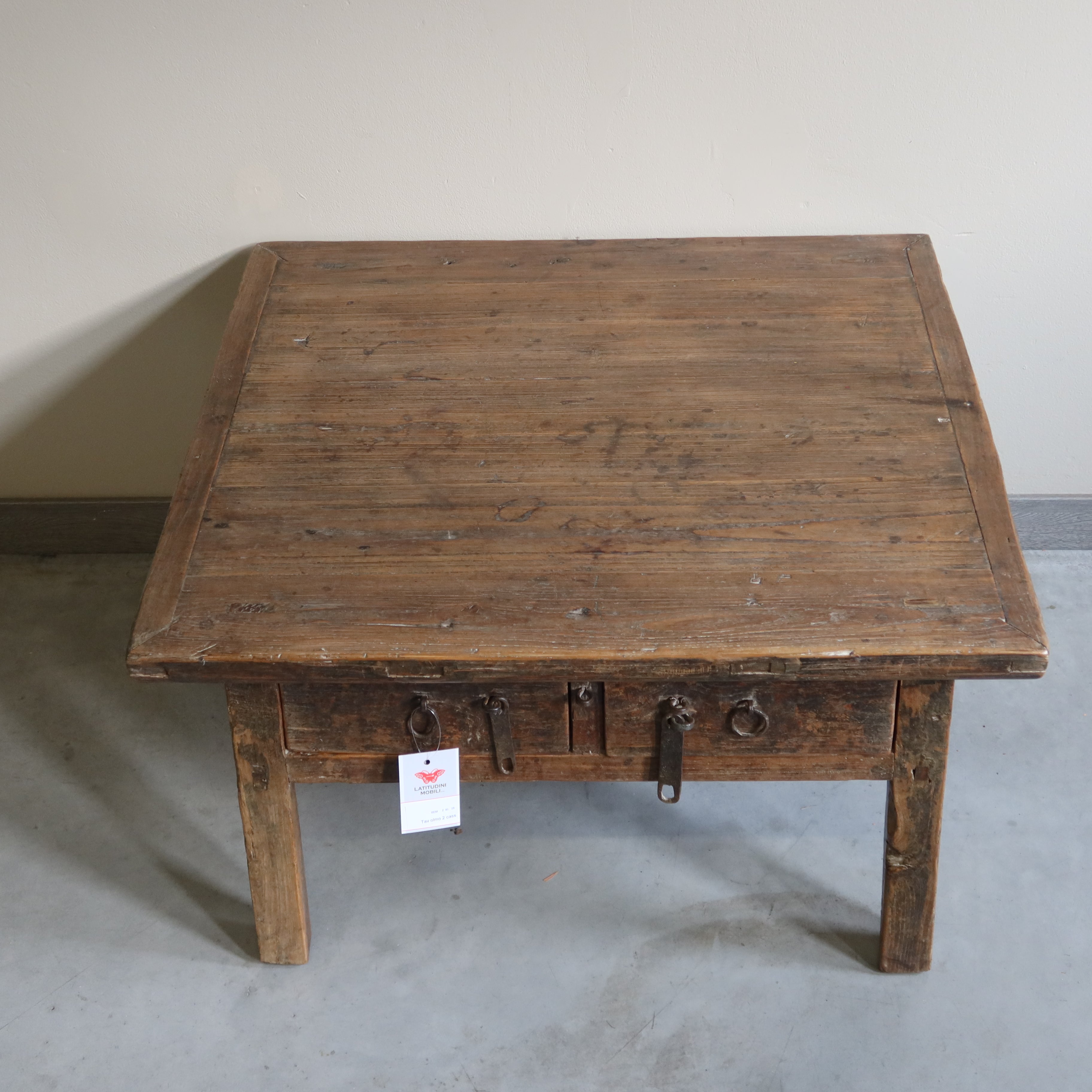 TAVOLO CINESE OLMO BIONDO CON CASSETTO