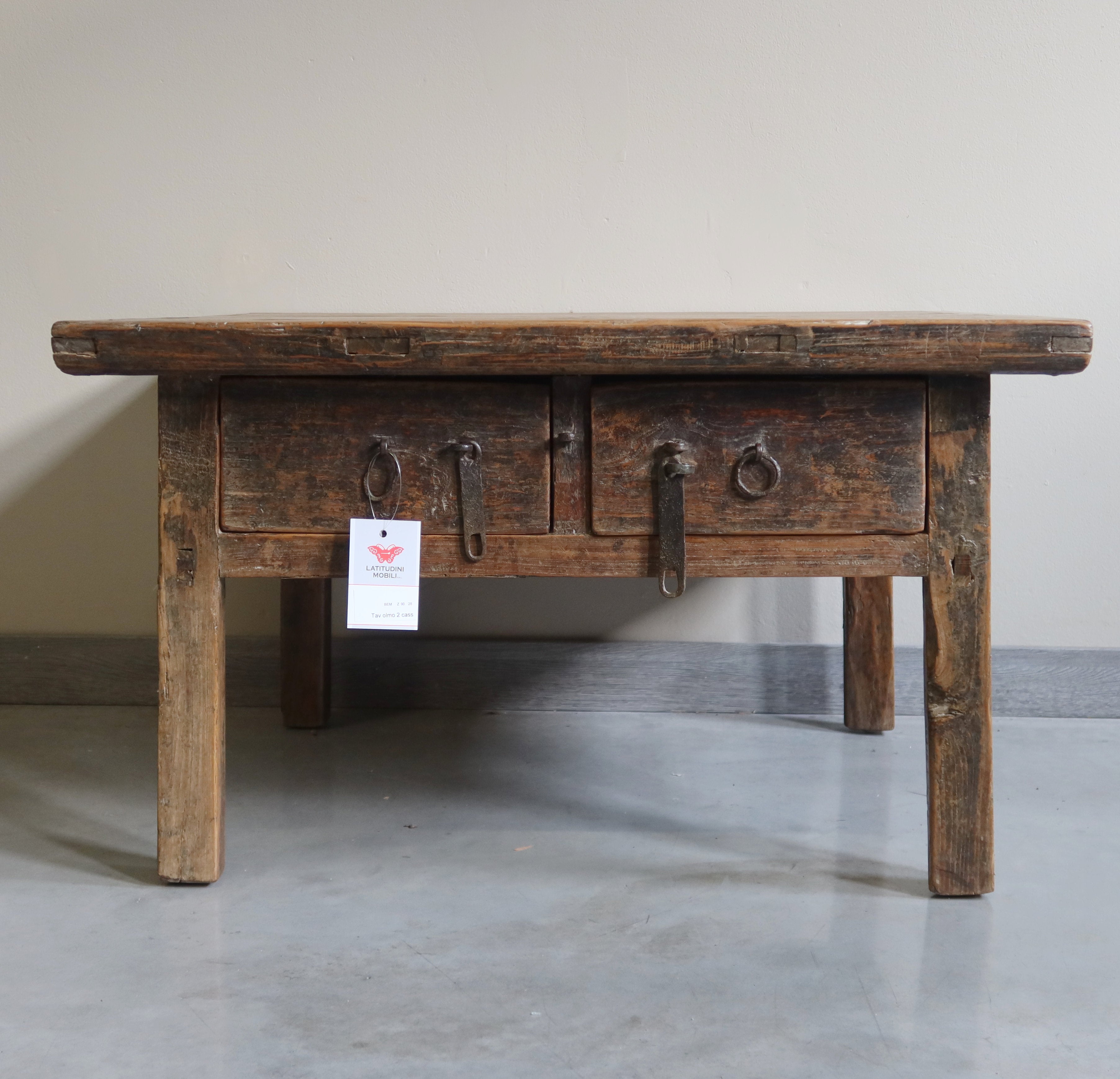 TAVOLO CINESE OLMO BIONDO CON CASSETTO