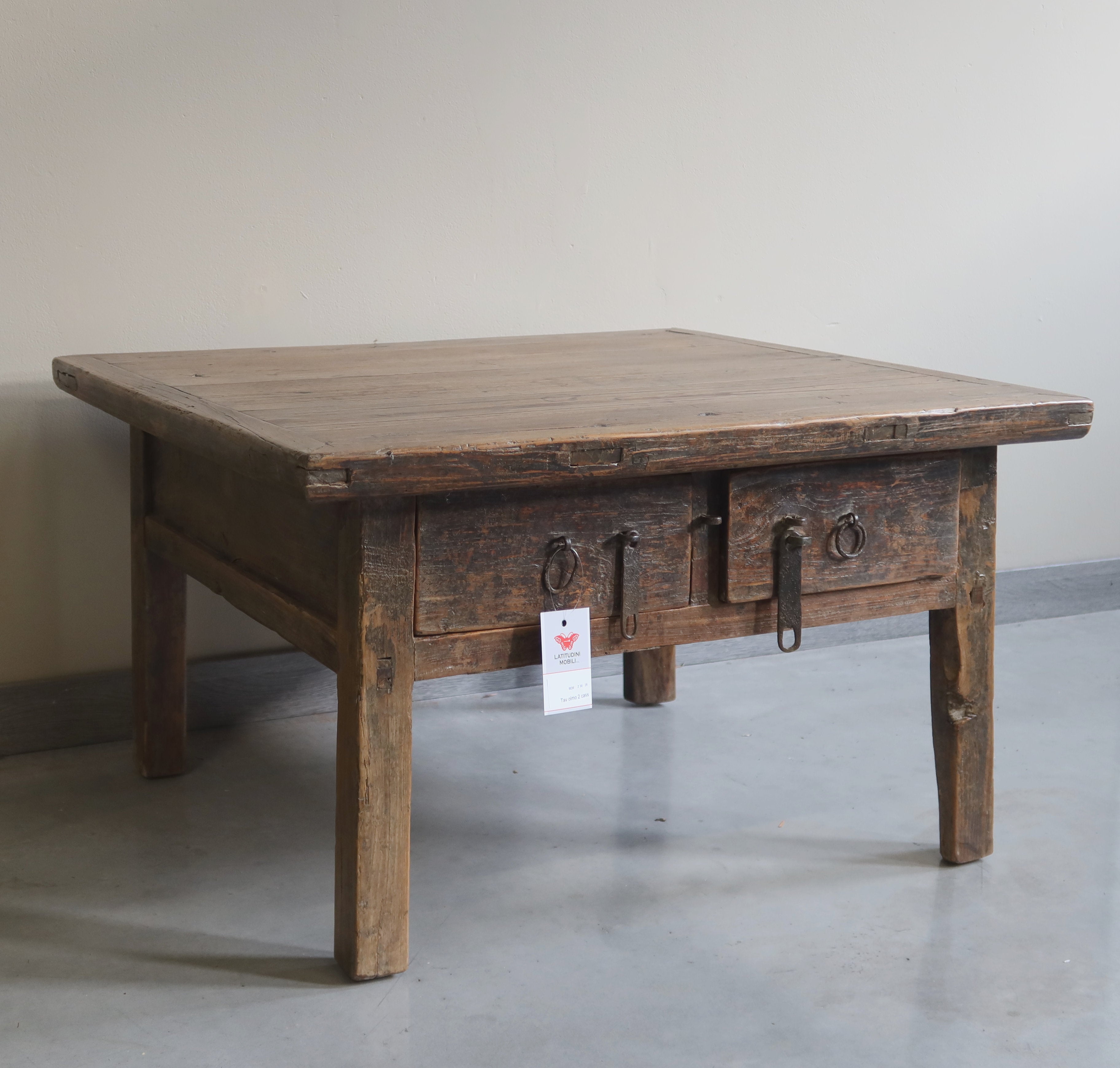 TAVOLO CINESE OLMO BIONDO CON CASSETTO