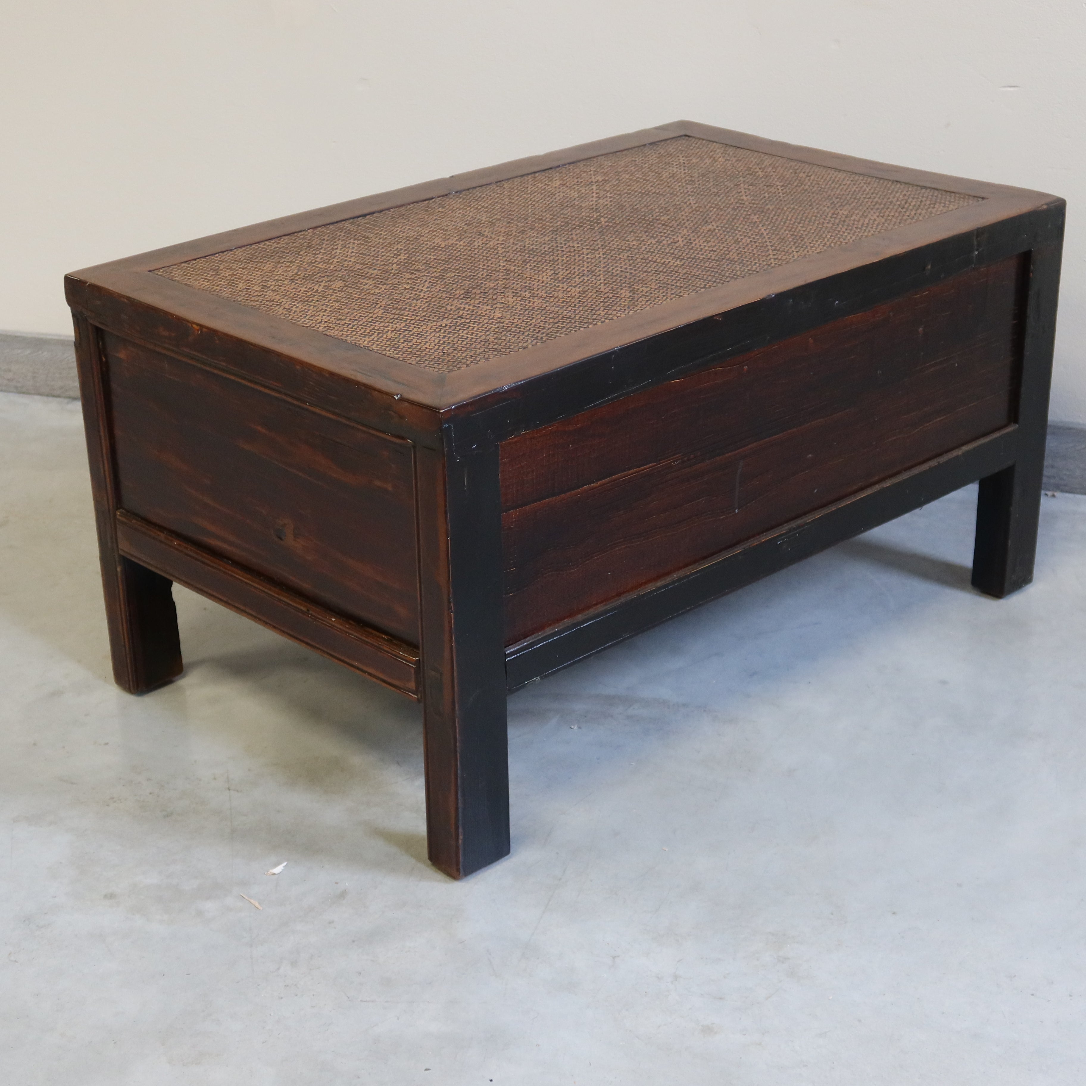 TAVOLINO OLMO CINESE PIANO RATTAN