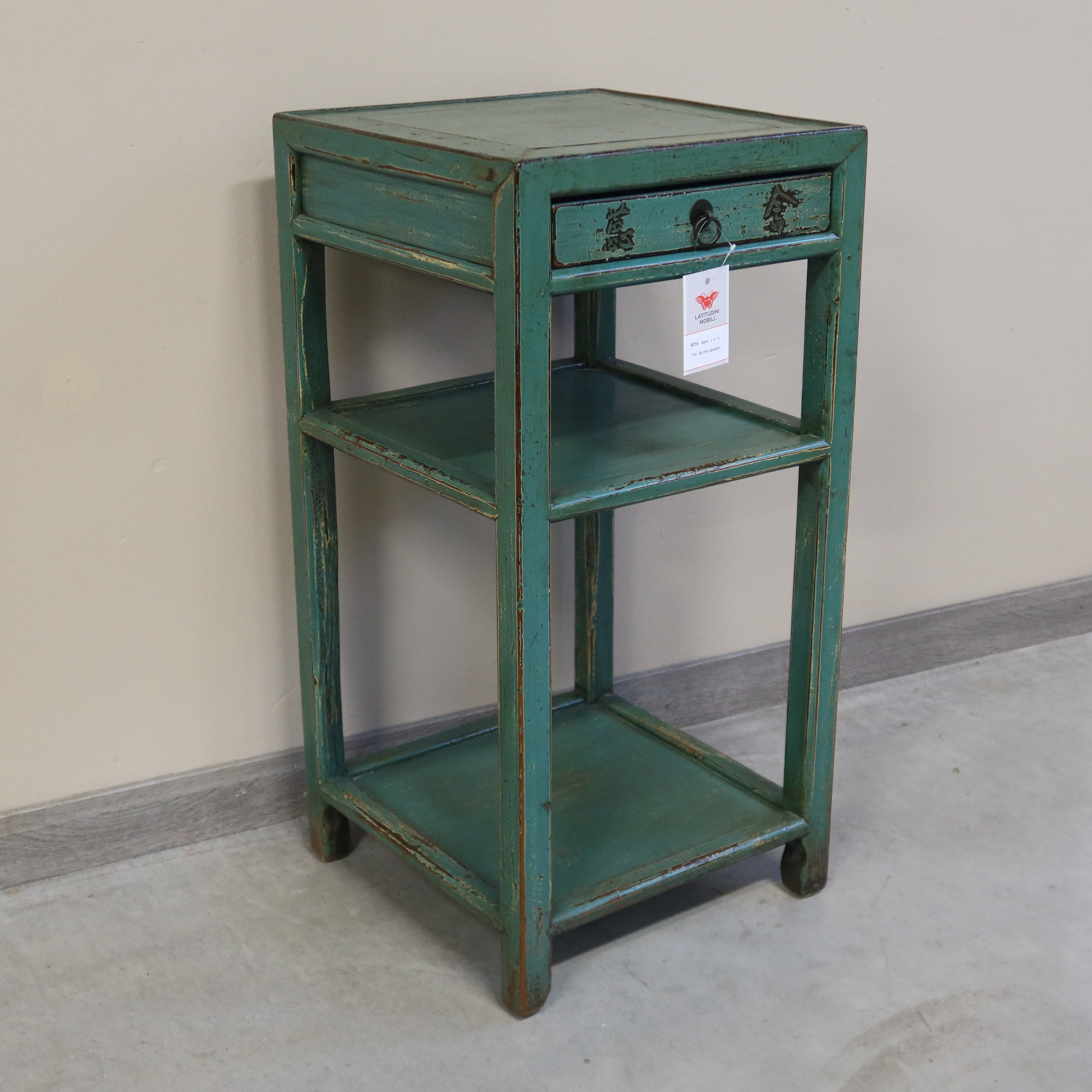 TAVOLINO CINESE DA THE IN LACCA CON RIPIANO