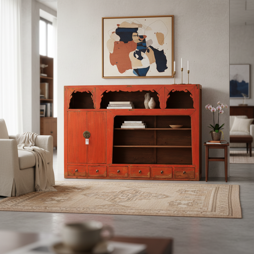 LUNGA CREDENZA ALTA CON VANO GIORNO