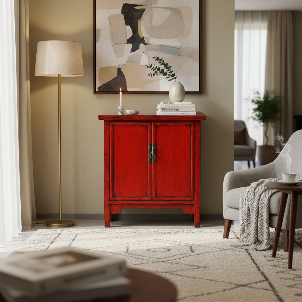 CREDENZA ALTA LACCA ROSSA